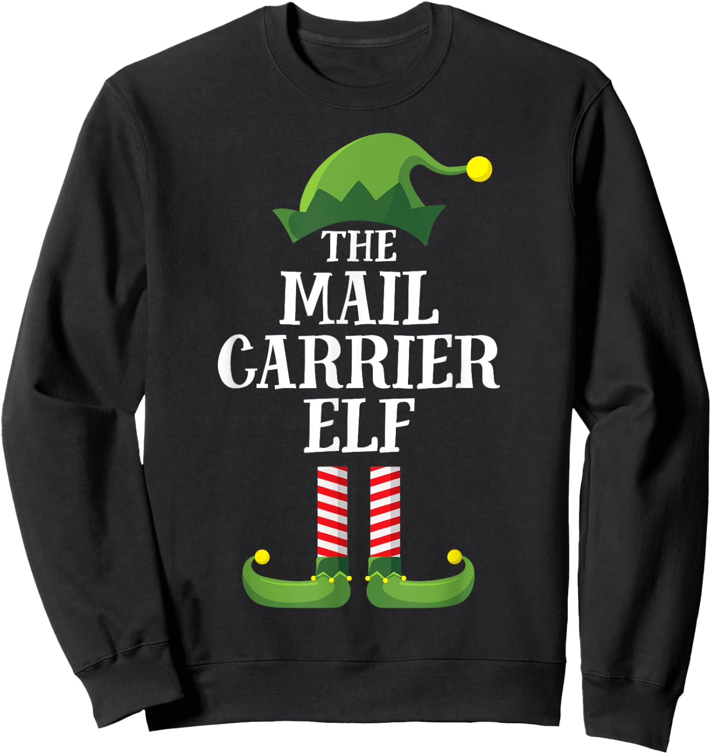 Mail Carrier Elf Matching Family Group Christmas Party PJ Sweatshirt - Sweatshirt | Black