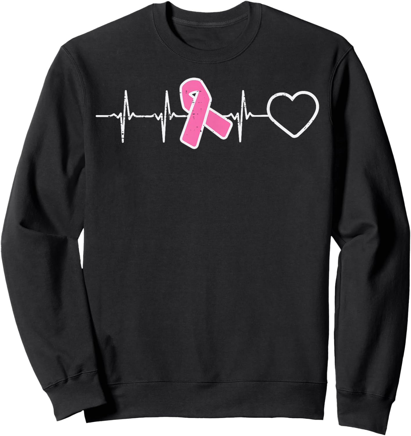 Heartbeat Pink Ribbon Nurse Srub Breast Cancer Awareness Sweatshirt - Sweatshirt | Black