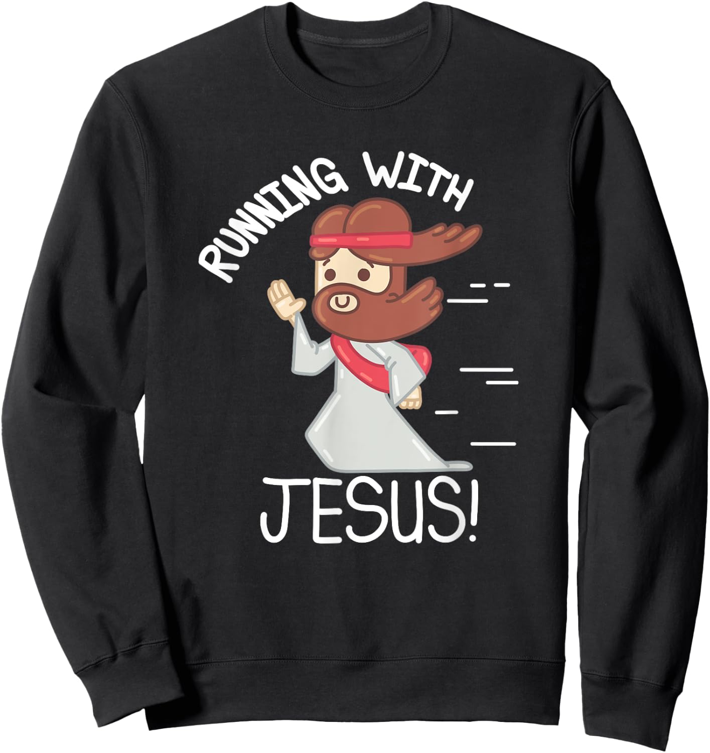 Running With Jesus Christian Faith Runner And Jogging Sweatshirt - Sweatshirt | Black