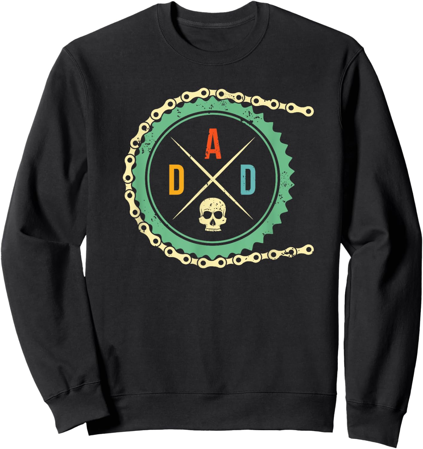 Cool Bike Skull Dad Mountain Biking MTB Riding Cycling Biker Sweatshirt - Sweatshirt | Black