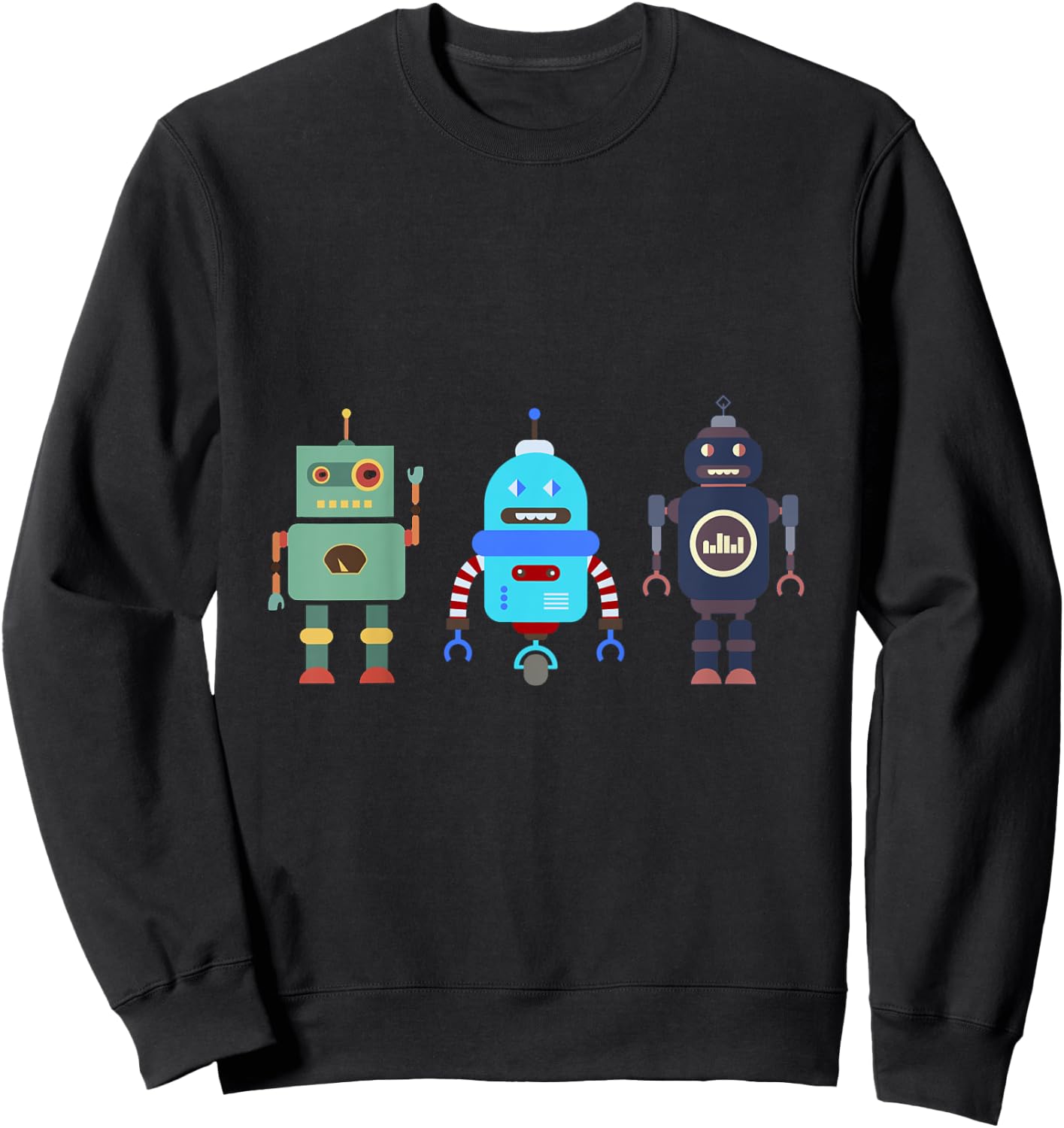 I love Robot Gift All Ages Robotic Kids Girls Boys Robot Sweatshirt - Sweatshirt | Black
