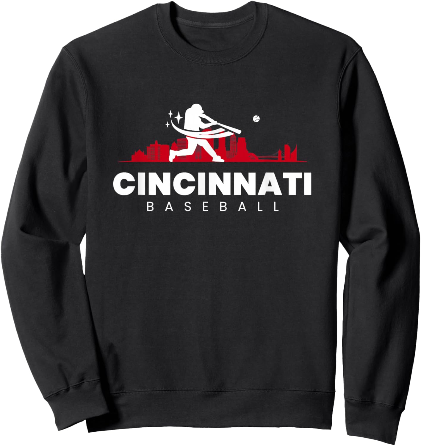 Cincinnati Baseball Vintage Minimalist Retro Baseball Lover Sweatshirt - Sweatshirt | Black