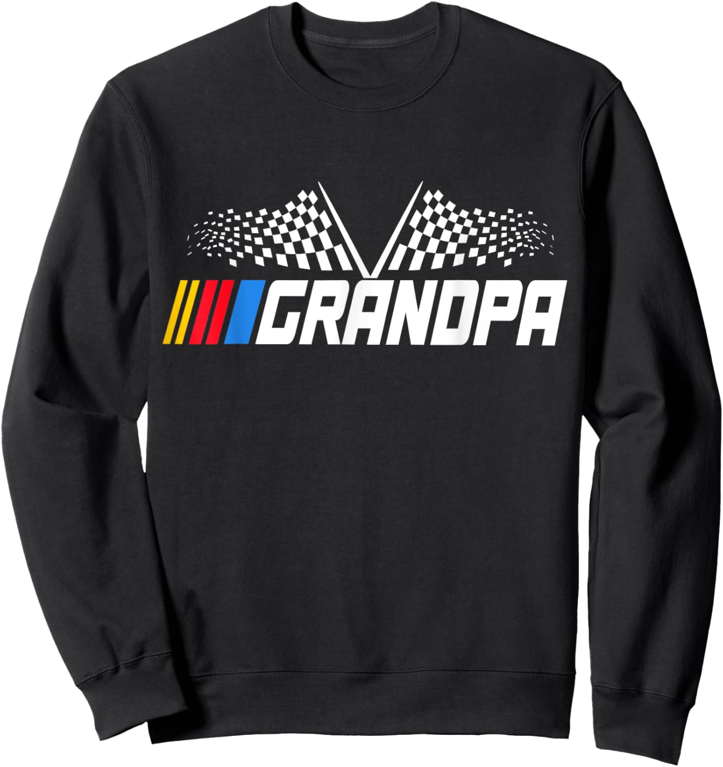 Grandpa Race Car Fan Checkered Flag funny Grandpa's Race Day Sweatshirt - Sweatshirt | Black