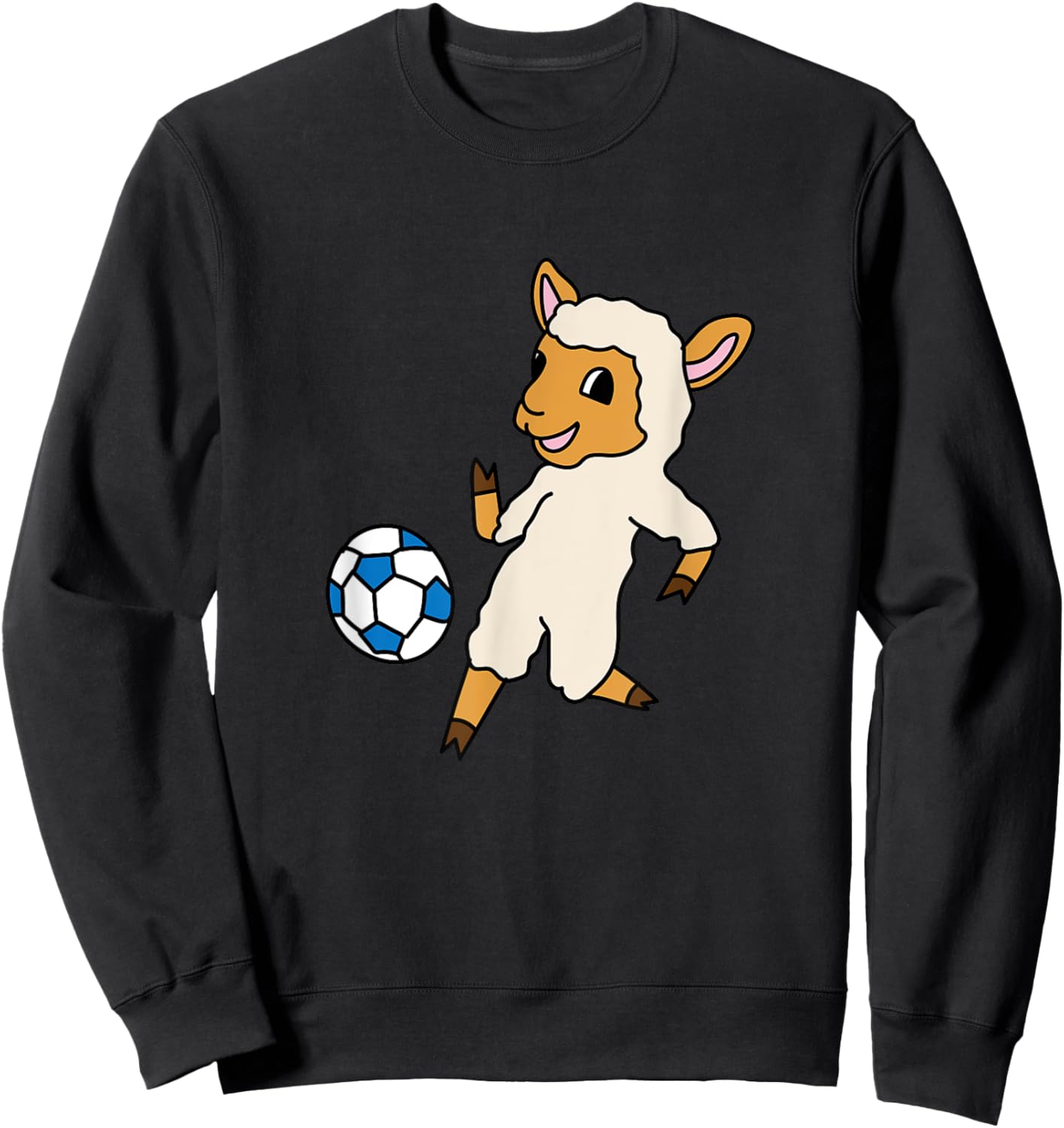 Cute Lamb Playing Soccer Ball Sports Sheeps Sweatshirt - Sweatshirt | Black