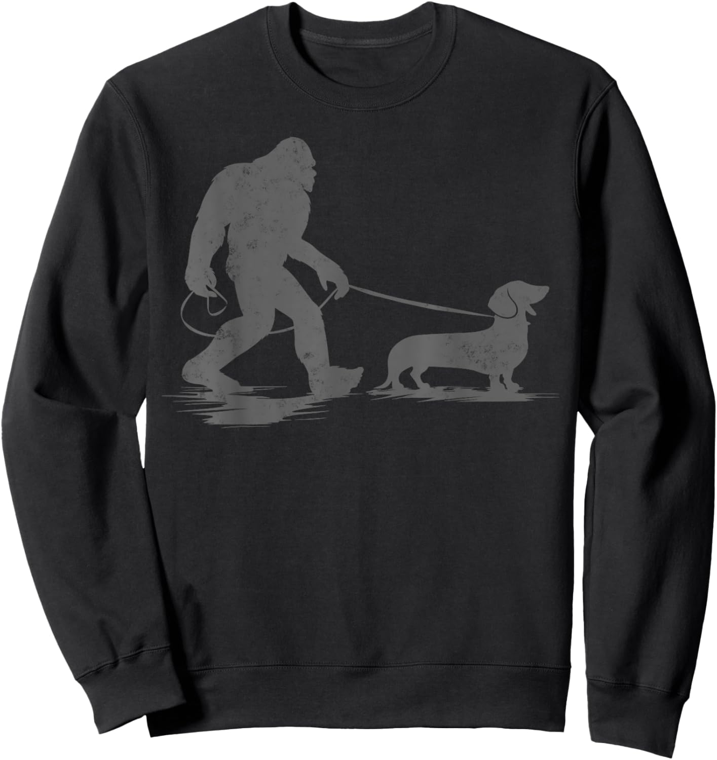 Bigfoot Walking Dachshund Dog Funny Wiener Dog Dad Gifts Men Women Kids Sweatshirt - Sweatshirt | Black