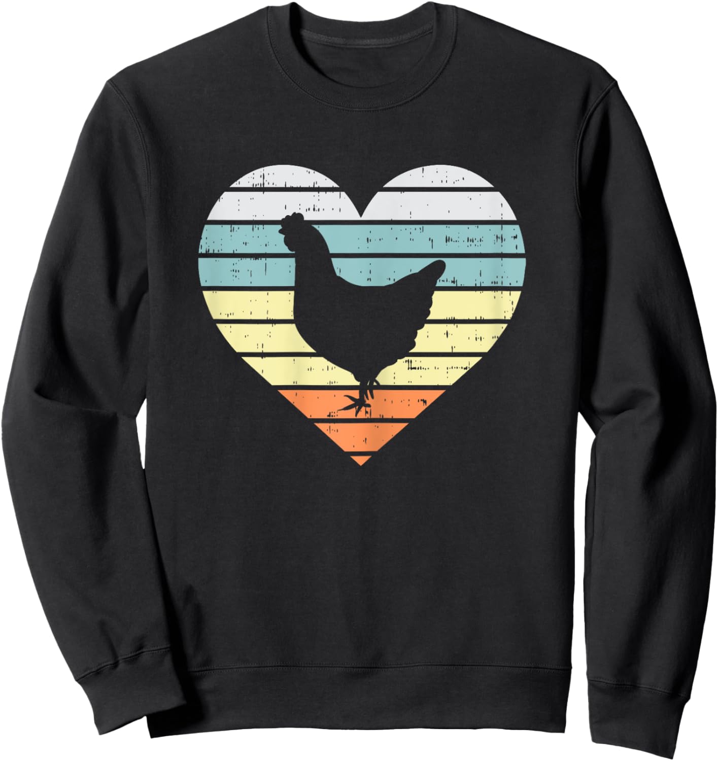 Chicken Heart Retro Farm Animal Farming Country Farmer Gift Sweatshirt - Sweatshirt | Black