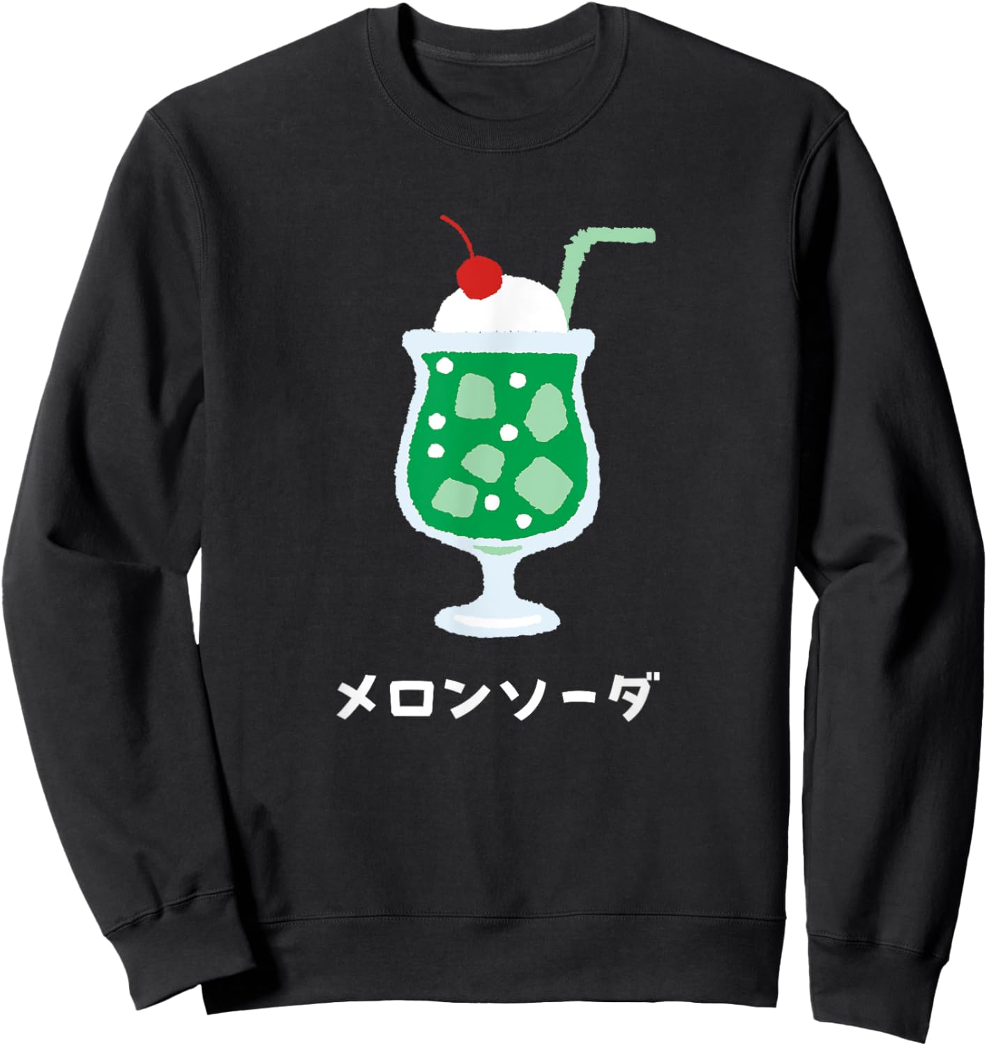 Retro Japanese Green Melon Soda Juice Drink Japan 70s 80s Sweatshirt - Sweatshirt | Black