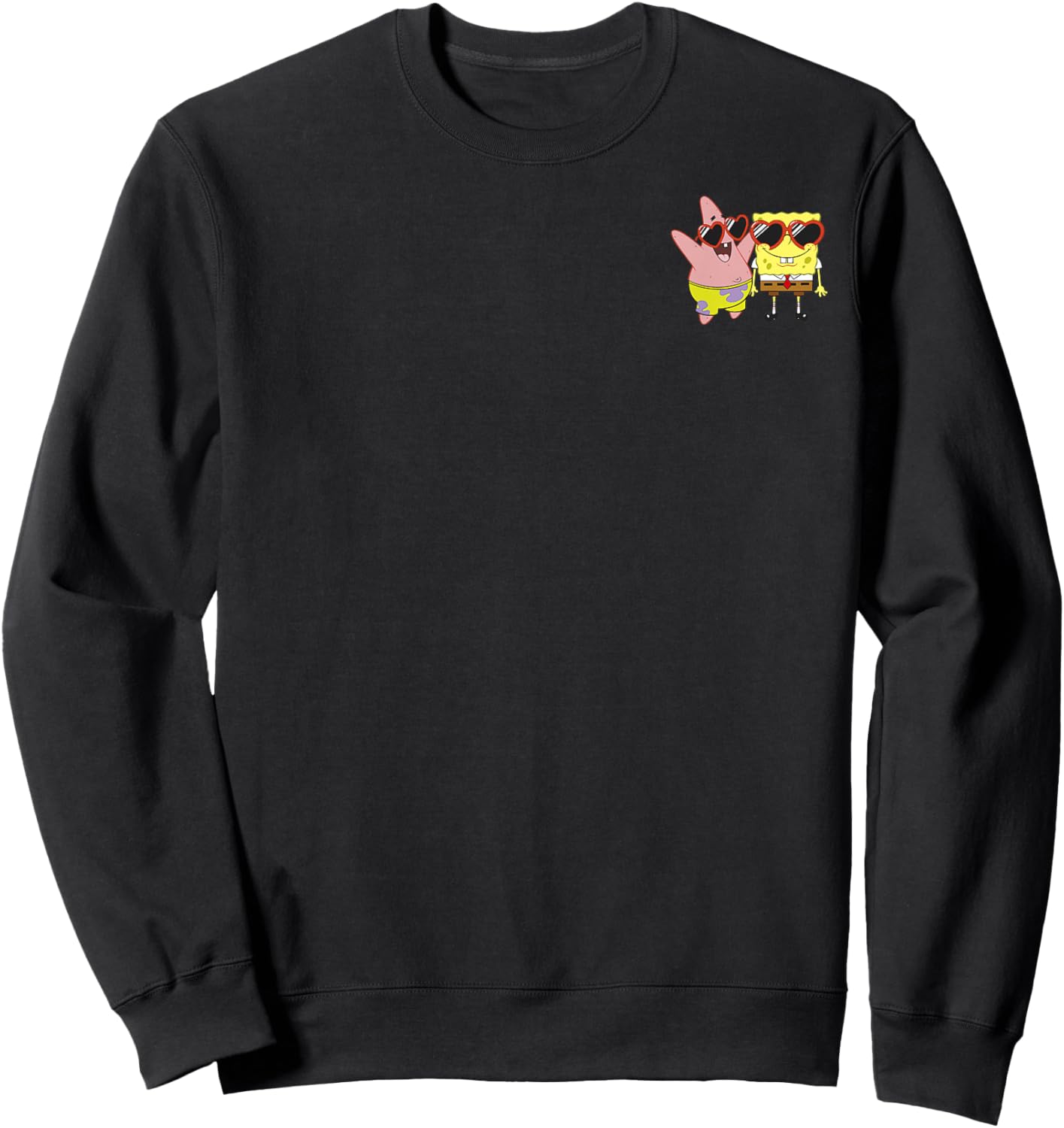 SpongeBob SquarePants Patrick Star Heart Glasses Left Chest Sweatshirt - Sweatshirt | Black