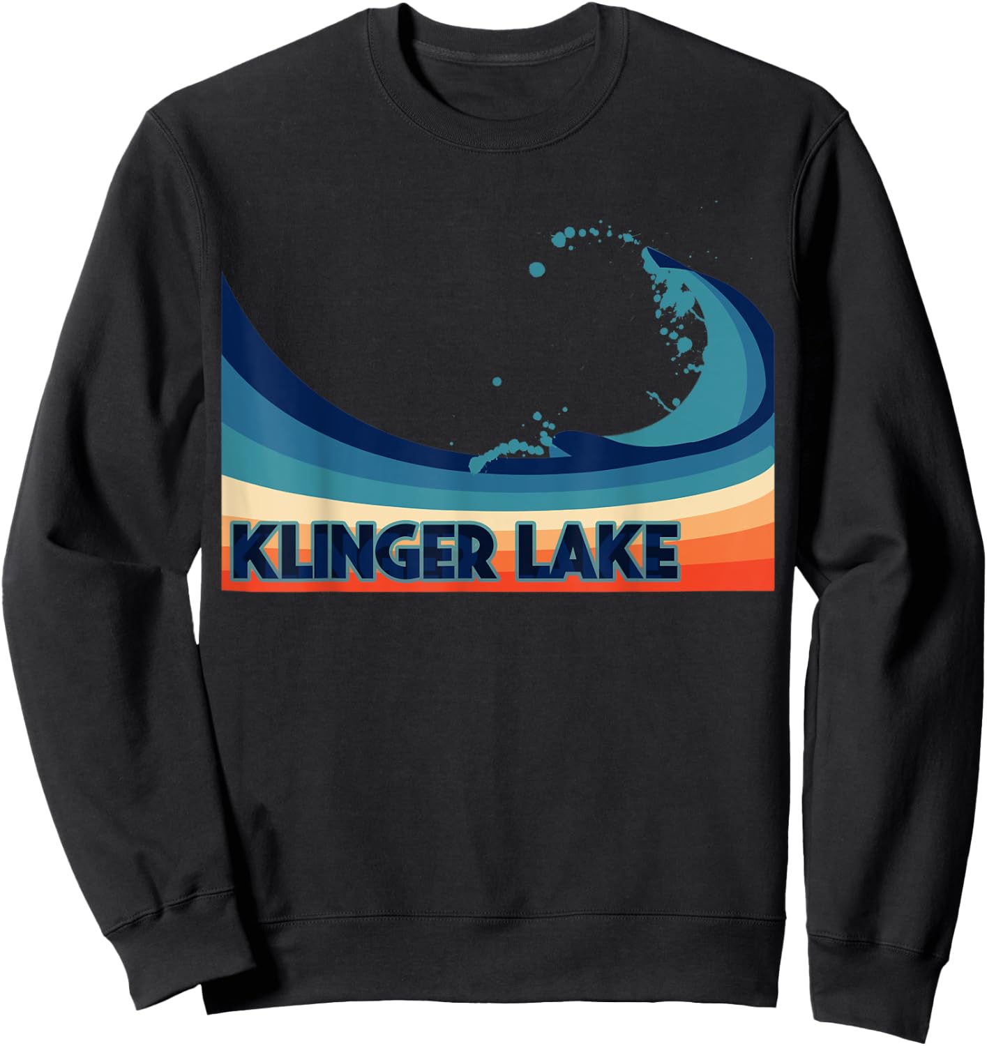 Klinger Lake, Michigan Retro Boating Sailing & Fishing Sweatshirt - Sweatshirt | Black