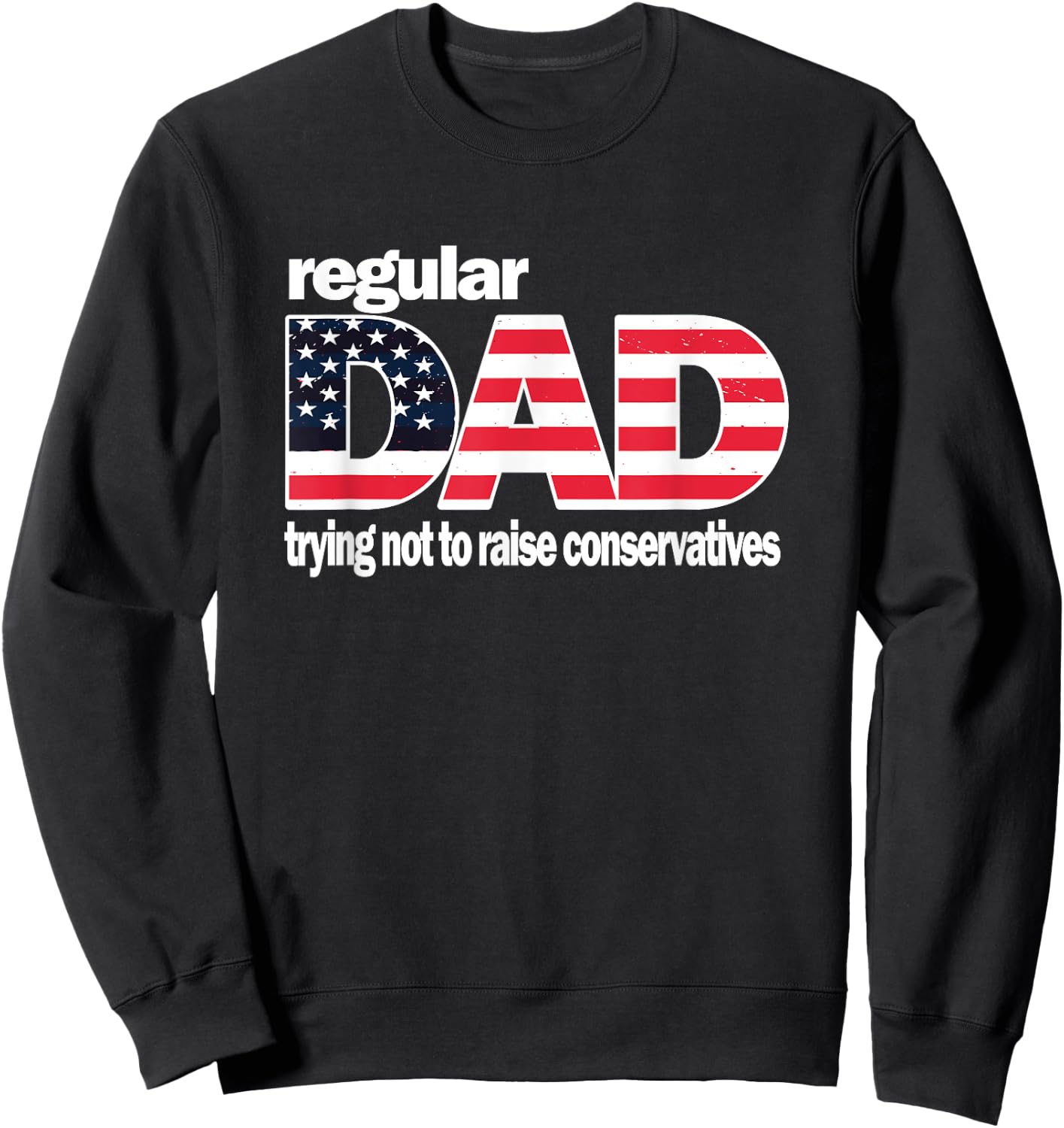 Regular Dad Trying Not To Raise Conservatives American Flag Sweatshirt - Sweatshirt | Black
