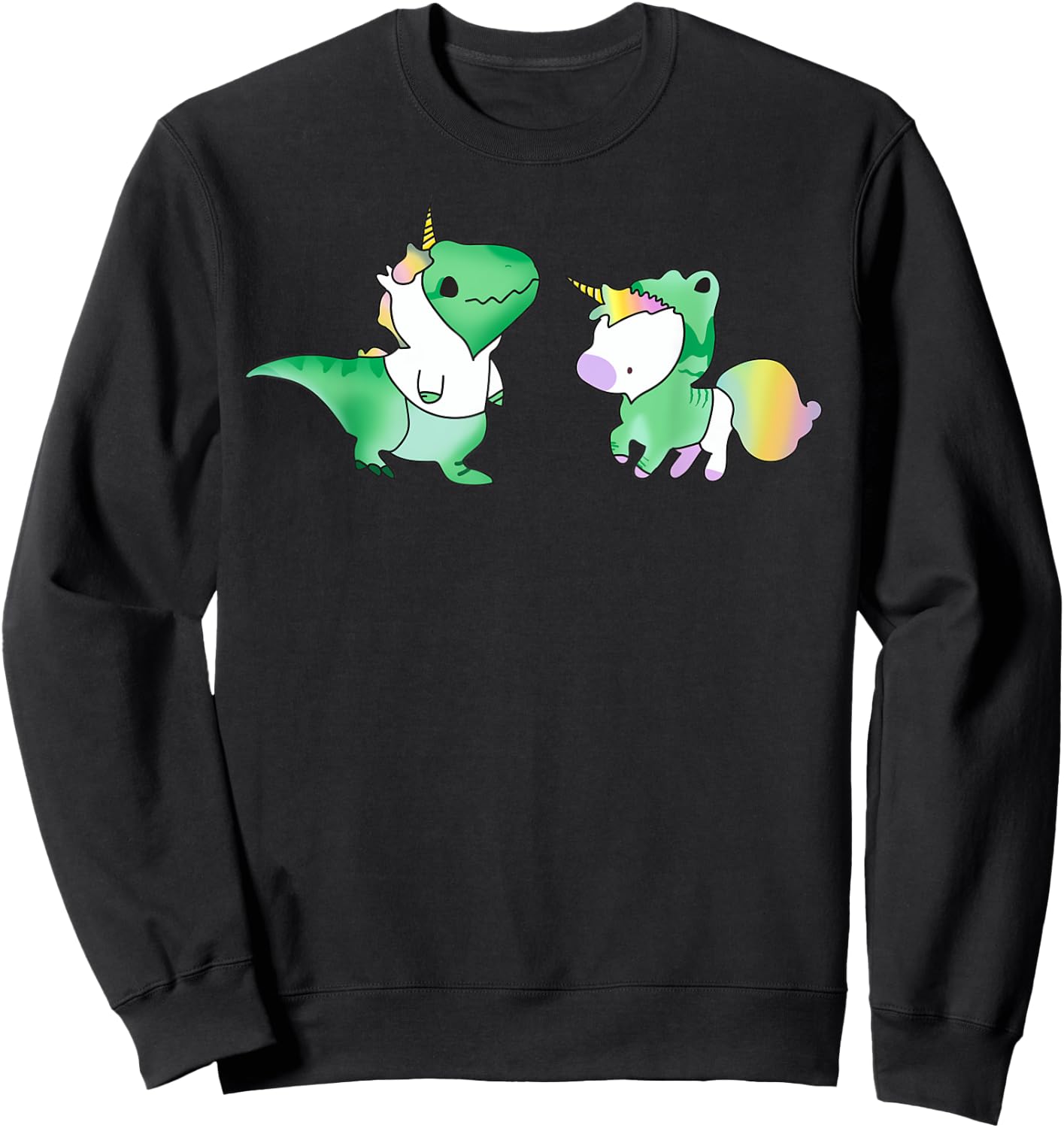 Unicornasaurus Rex - T Rex Dinosaur and Unicorn Sweatshirt - Sweatshirt | Black