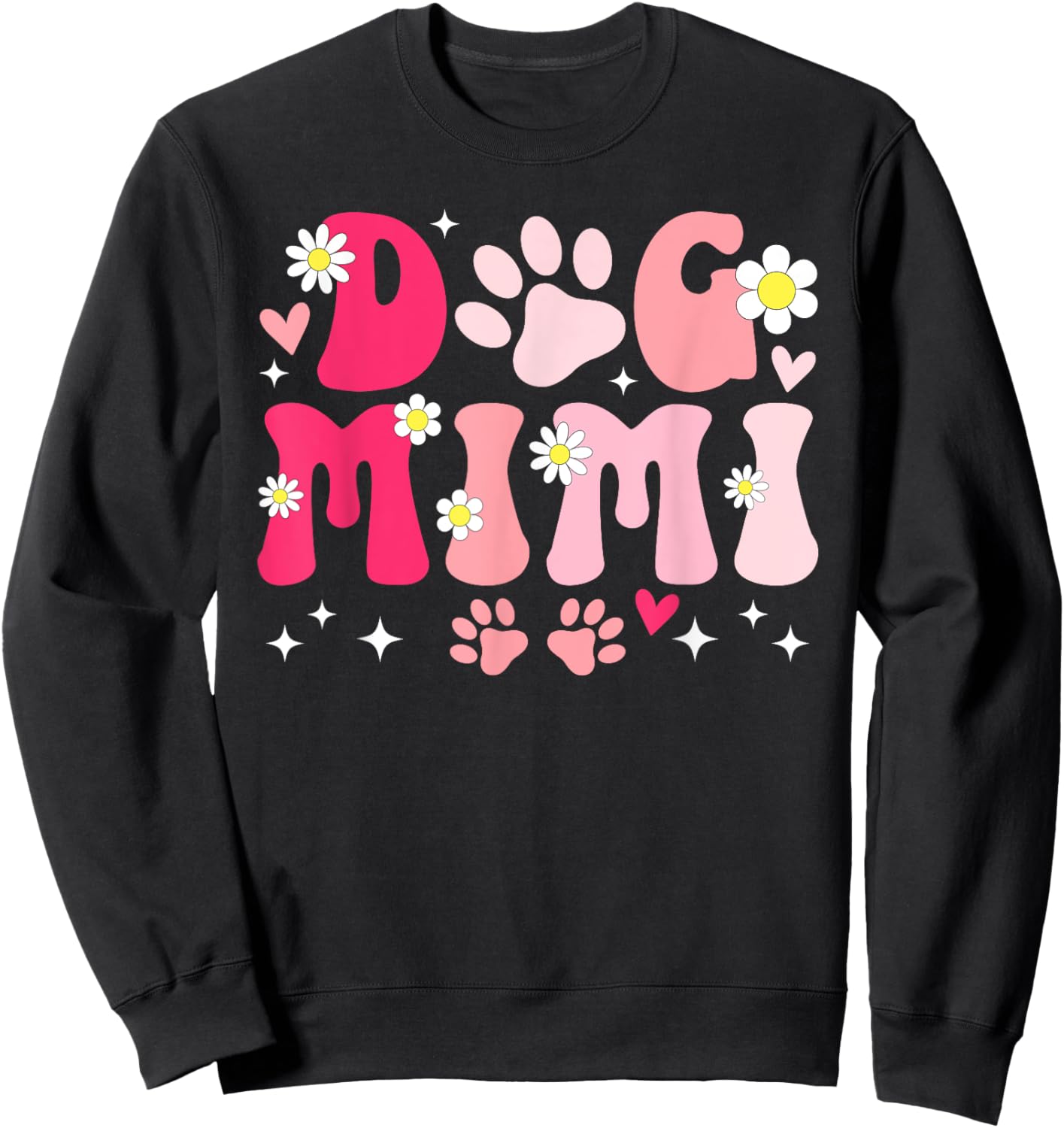 Dog Mimi Grandma Groovy Dog Lover Mimi Women Sweatshirt - Sweatshirt | Black