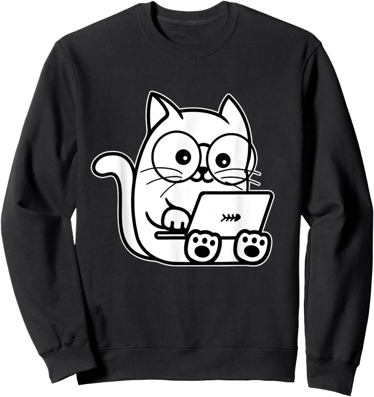 Nerd Cat - Cat Lover Kitten Owner Kitty Men Women Girls Kids Sweatshirt - Sweatshirt | Black