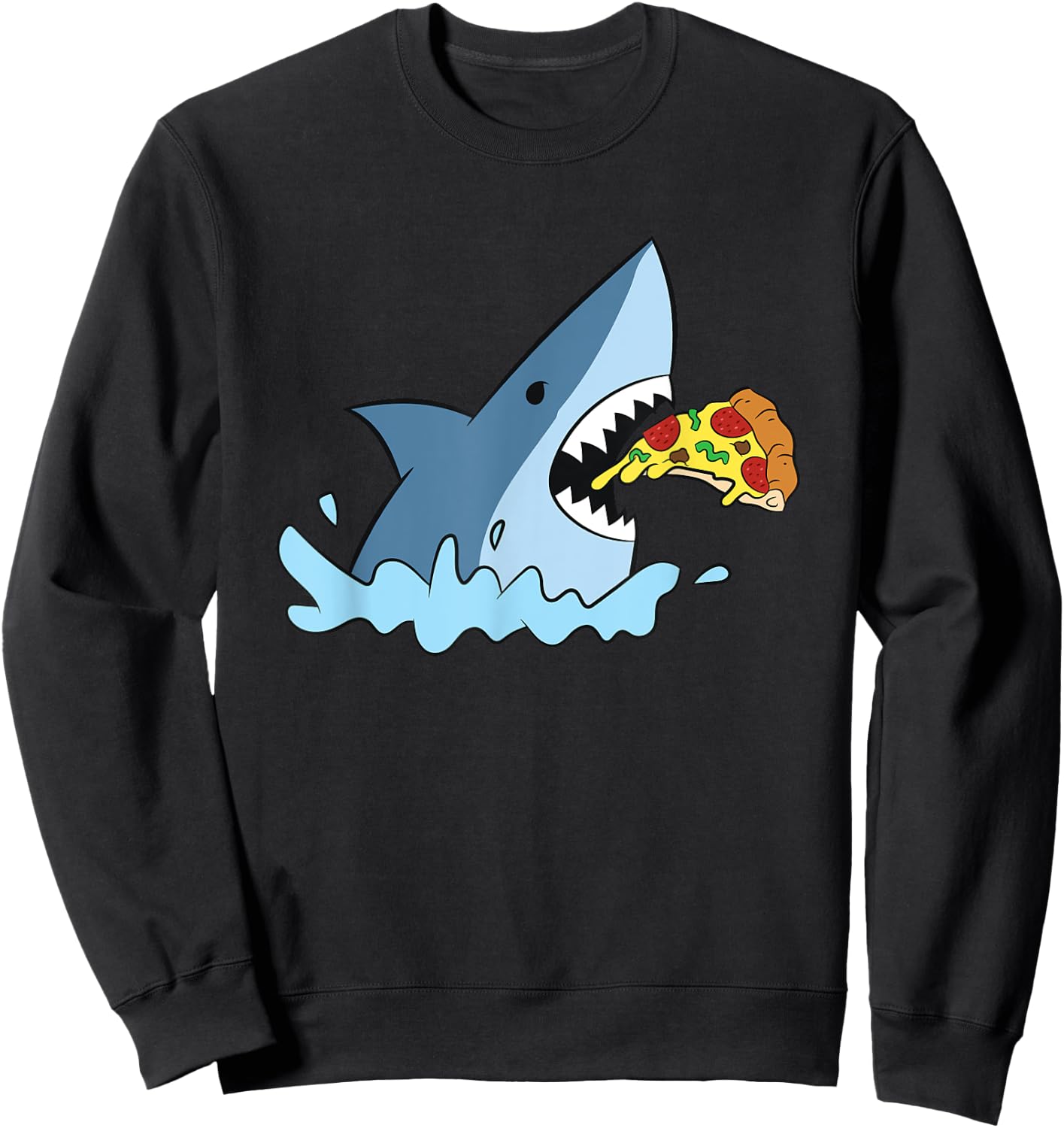 Shark Eating Pizza Cute Pizza Lover Gift Sweatshirt - Sweatshirt | Black
