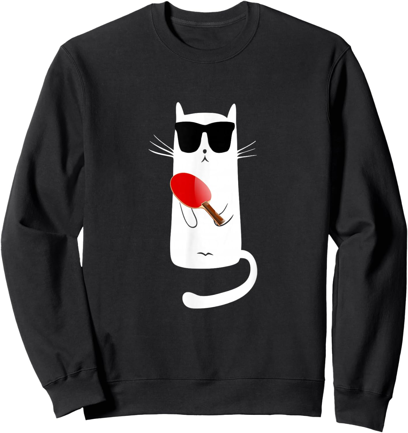 Funny Cat Wearing Sunglasses Playing Ping Pong Sweatshirt - Sweatshirt | Black