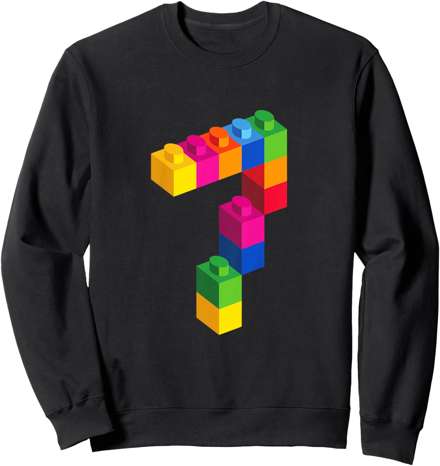 7 Year Old Building Blocks Birthday T Shirt Bricks 7th Gift Sweatshirt - Sweatshirt | Black