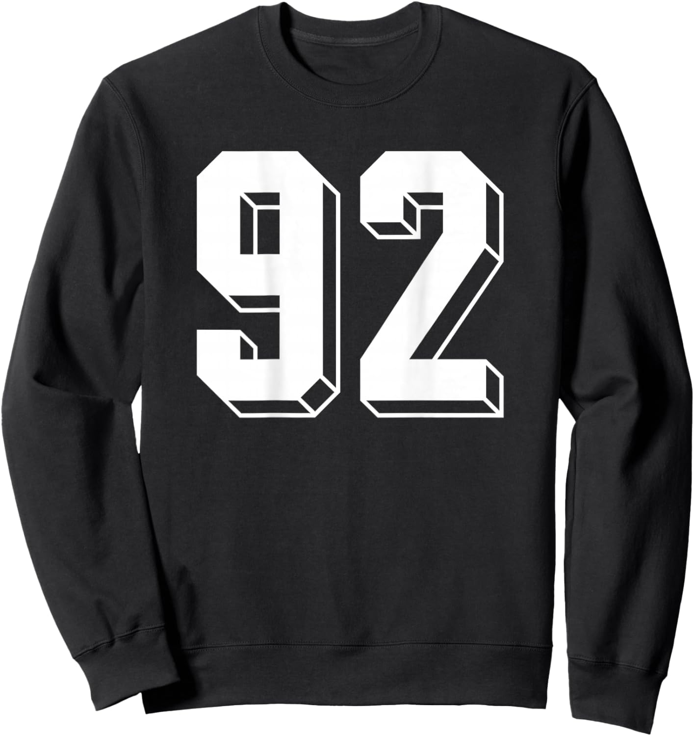 Number 92 BACKSIDE - Retro 80s 90s Team Jersey Numbered Sweatshirt - Sweatshirt | Black