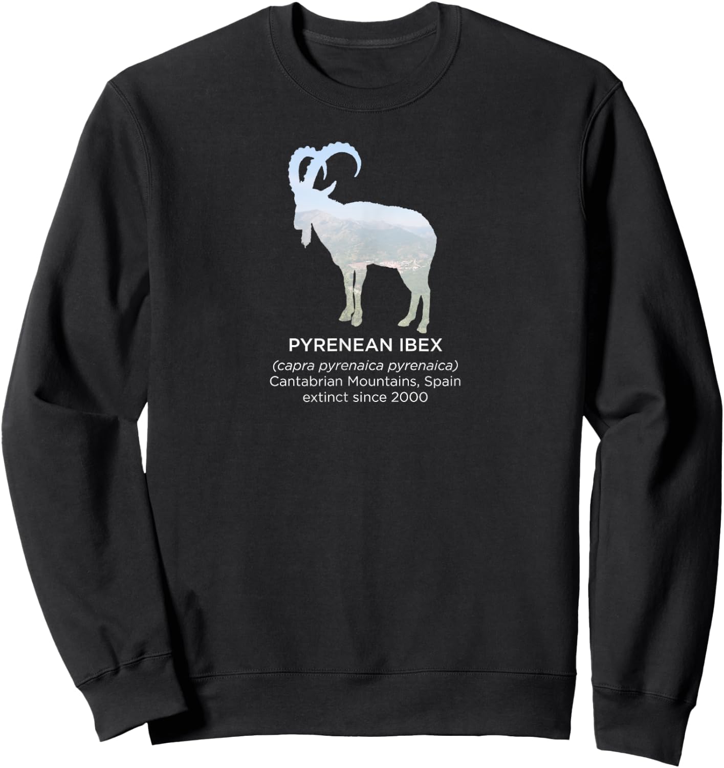 Pyrenean Ibex Extinct Animal Endangered Species Sweatshirt - Sweatshirt | Black