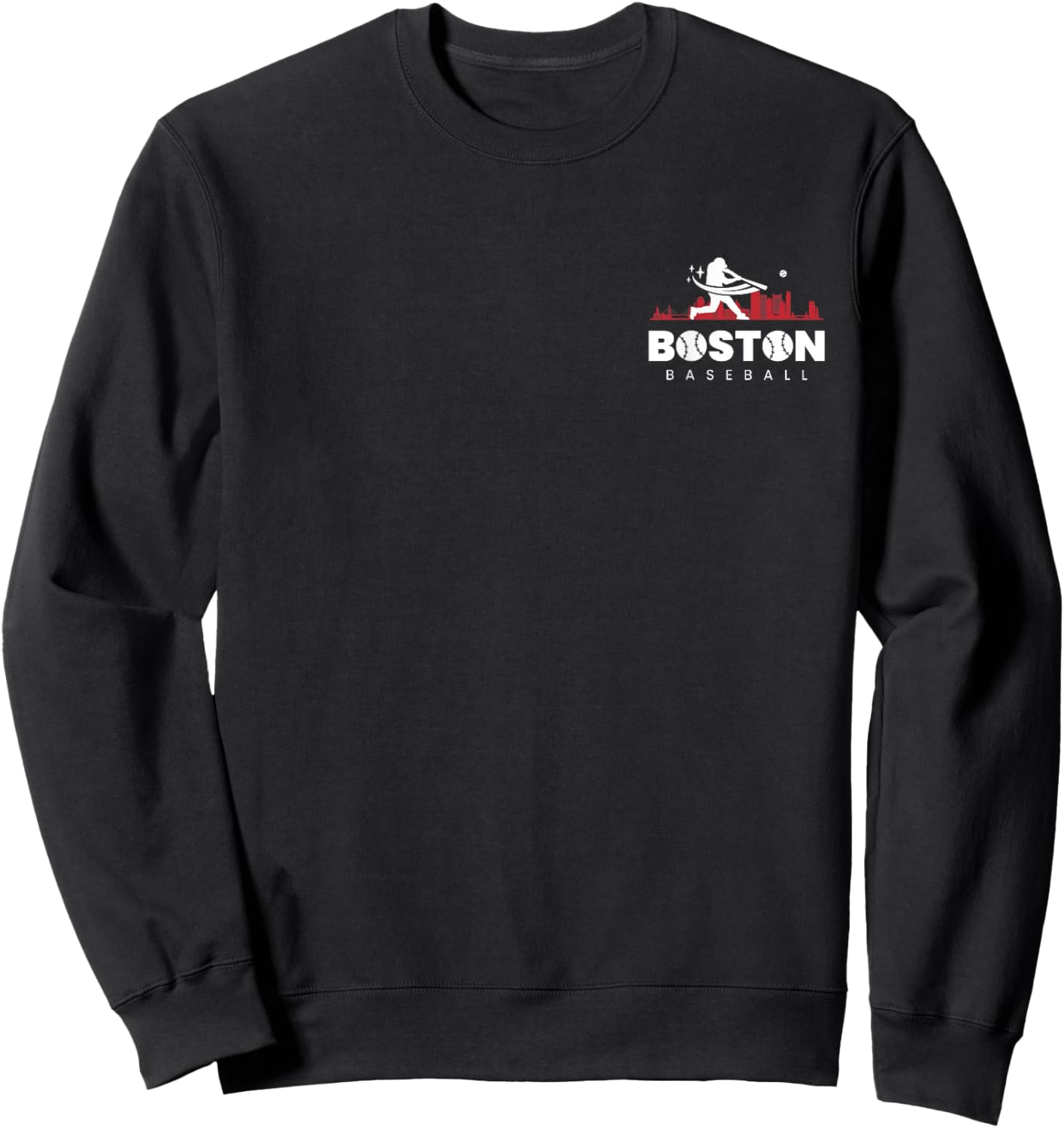 Boston Baseball Vintage Minimalist Retro Baseball Lover Sweatshirt - Sweatshirt | Black