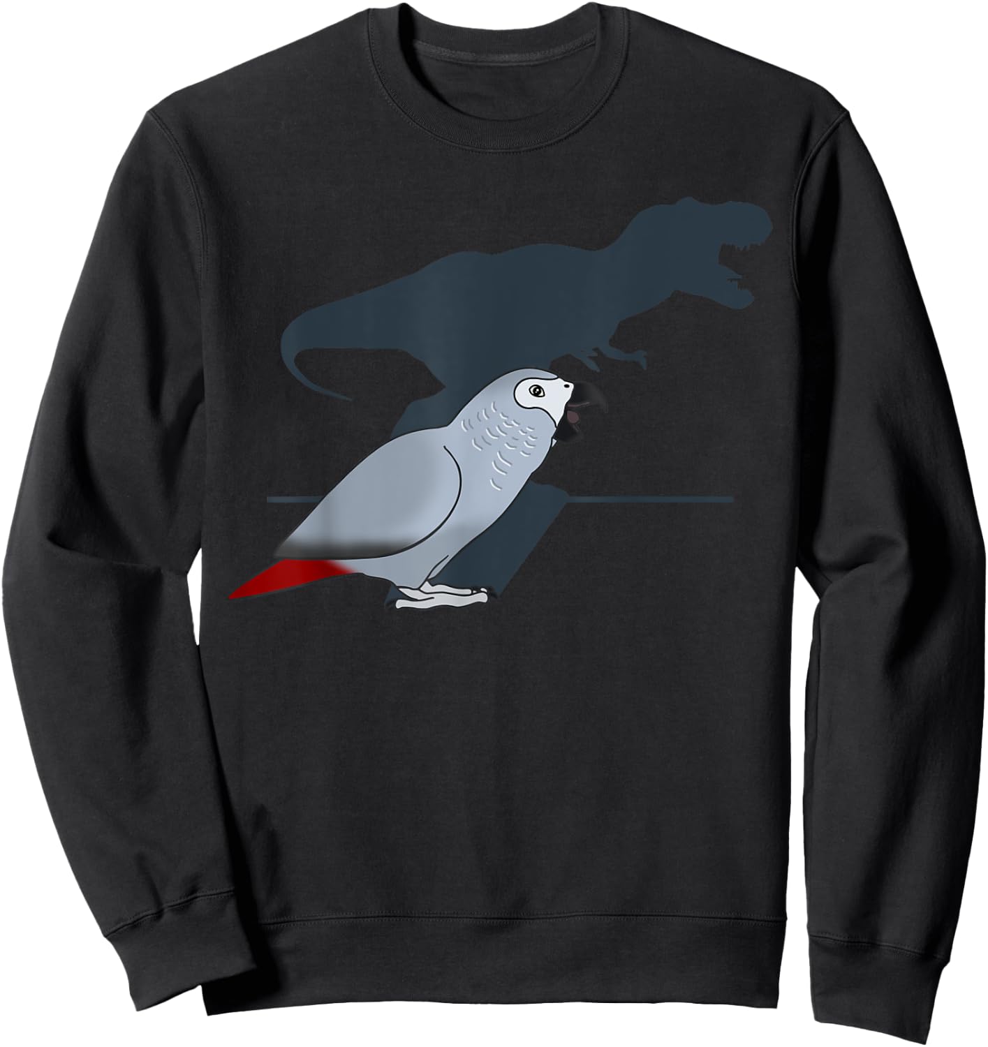 FandomizedRose Cute Screaming Parrot, Birb Memes, Funny T-Rex African Grey Sweatshirt - Sweatshirt | Black