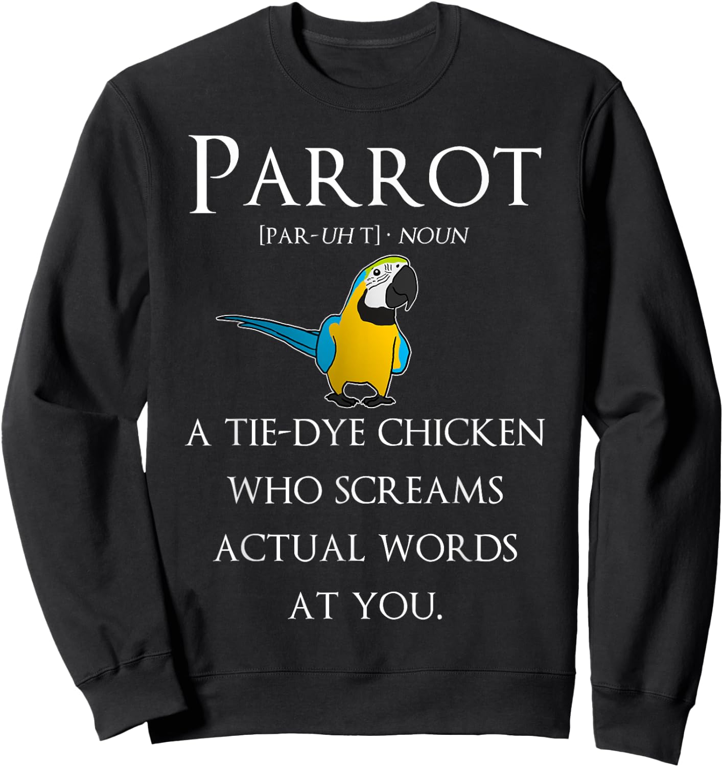 Cool Bird Gifts Funny Pet Parrot Definition Macaw Sweatshirt - Sweatshirt | Black