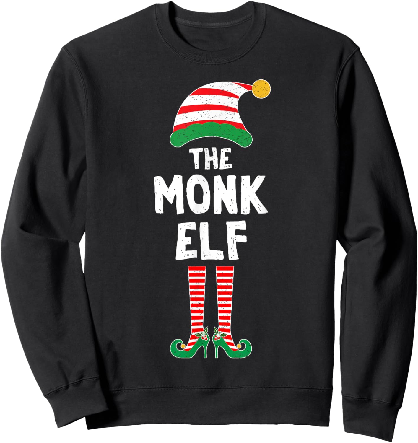 Monk Elf Gamer Christmas Role Playing Game RPG Gamer Elf Sweatshirt - Sweatshirt | Black