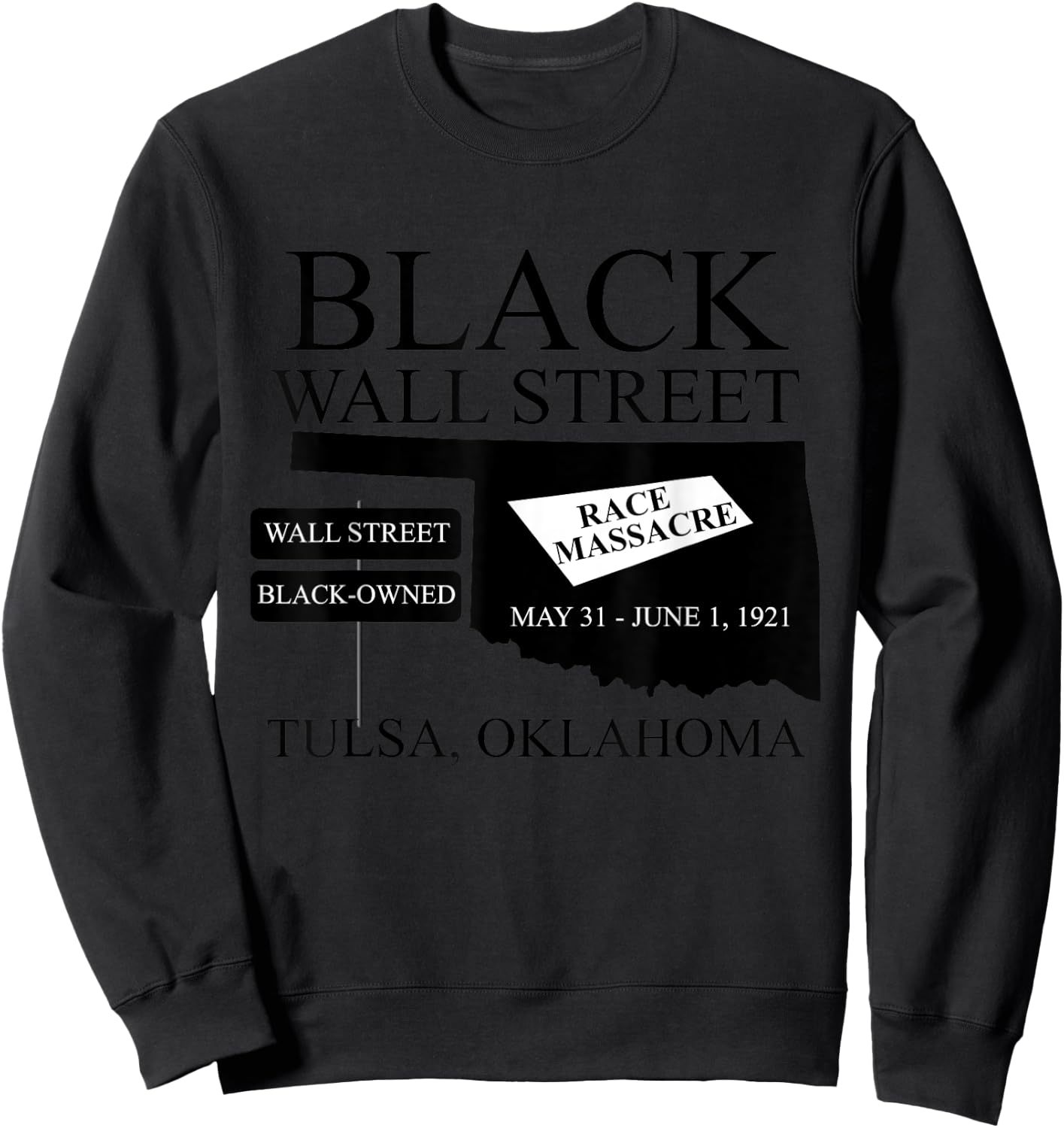 Black Wallstreet Race Massacre Tulsa Oklahoma Black-Owned Sweatshirt - Sweatshirt | Black