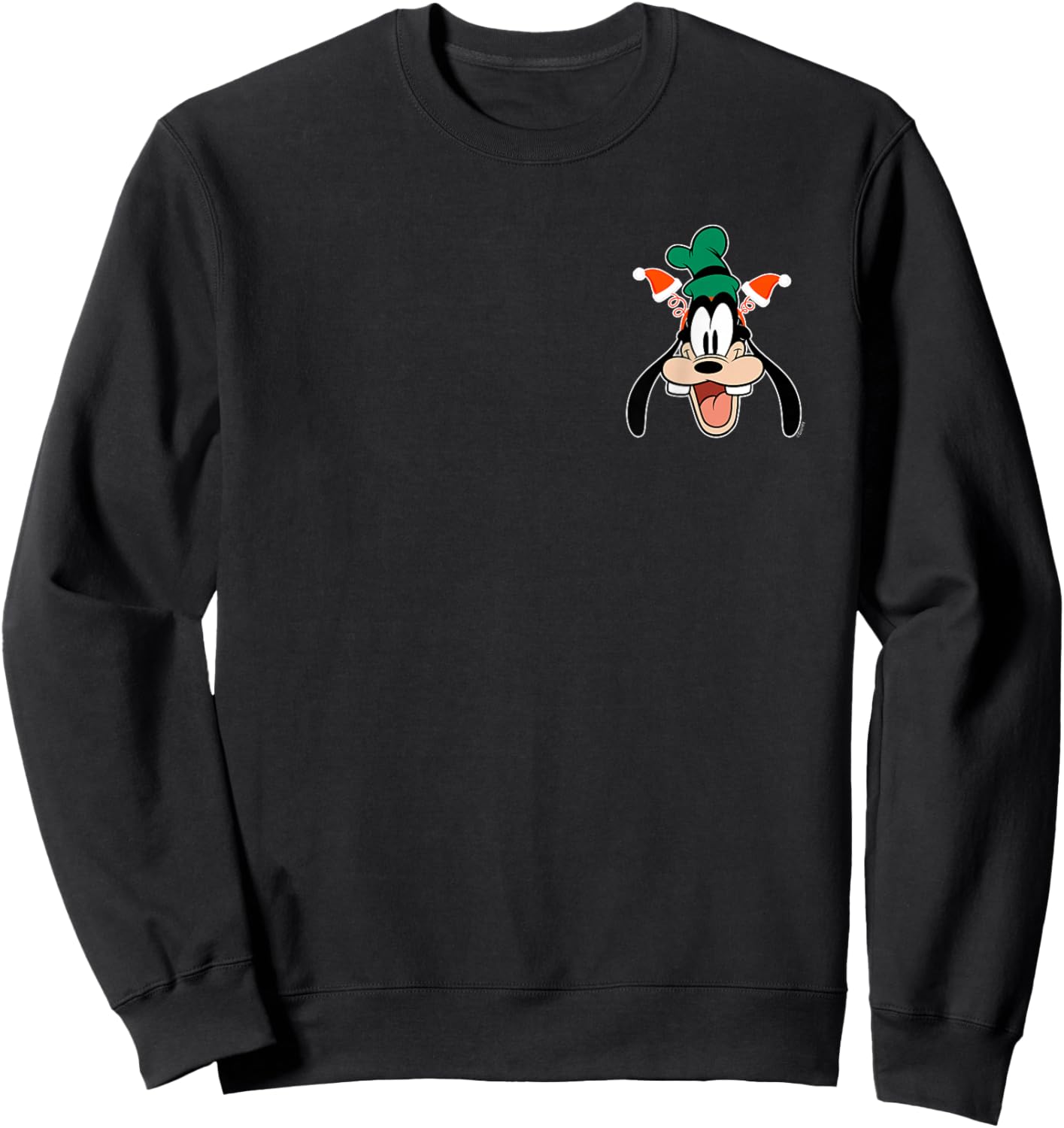 Disney Goofy Christmas Santa Hat Holiday Headband Corner Art Sweatshirt - Sweatshirt | Black