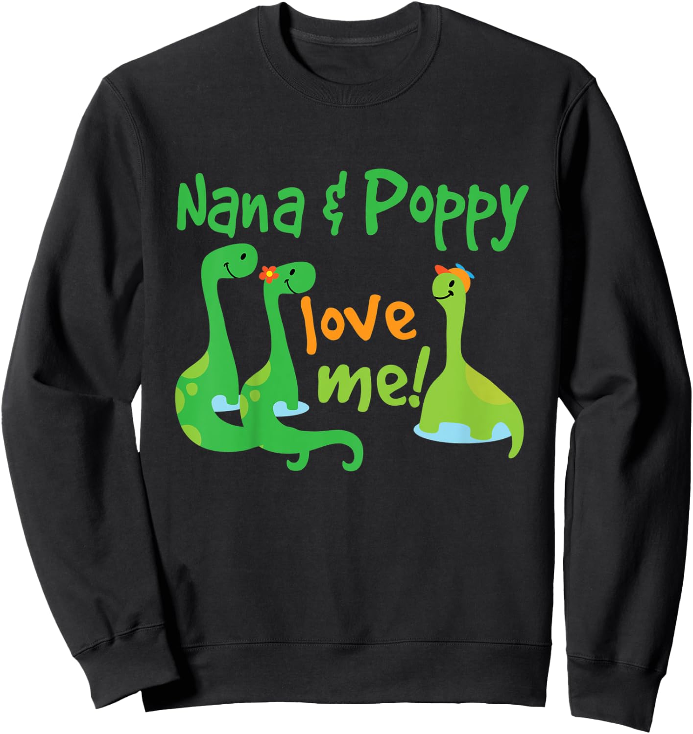 Kids Nana and Poppy Love Me Grandson Dinosaur Sweatshirt - Sweatshirt | Black