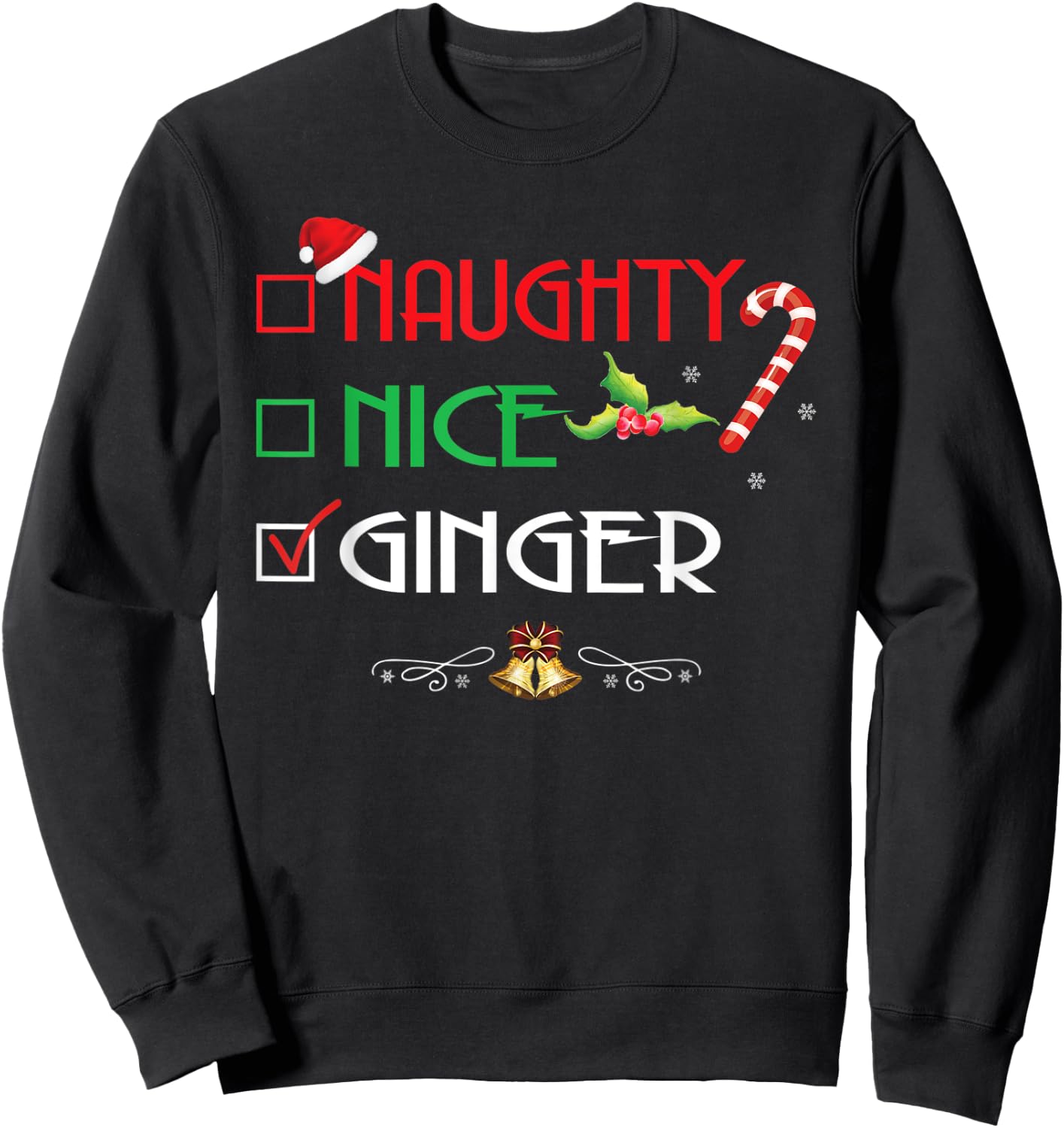 Nice Naughty Ginger Group Matching Christmas Gifts Sweatshirt - Sweatshirt | Black