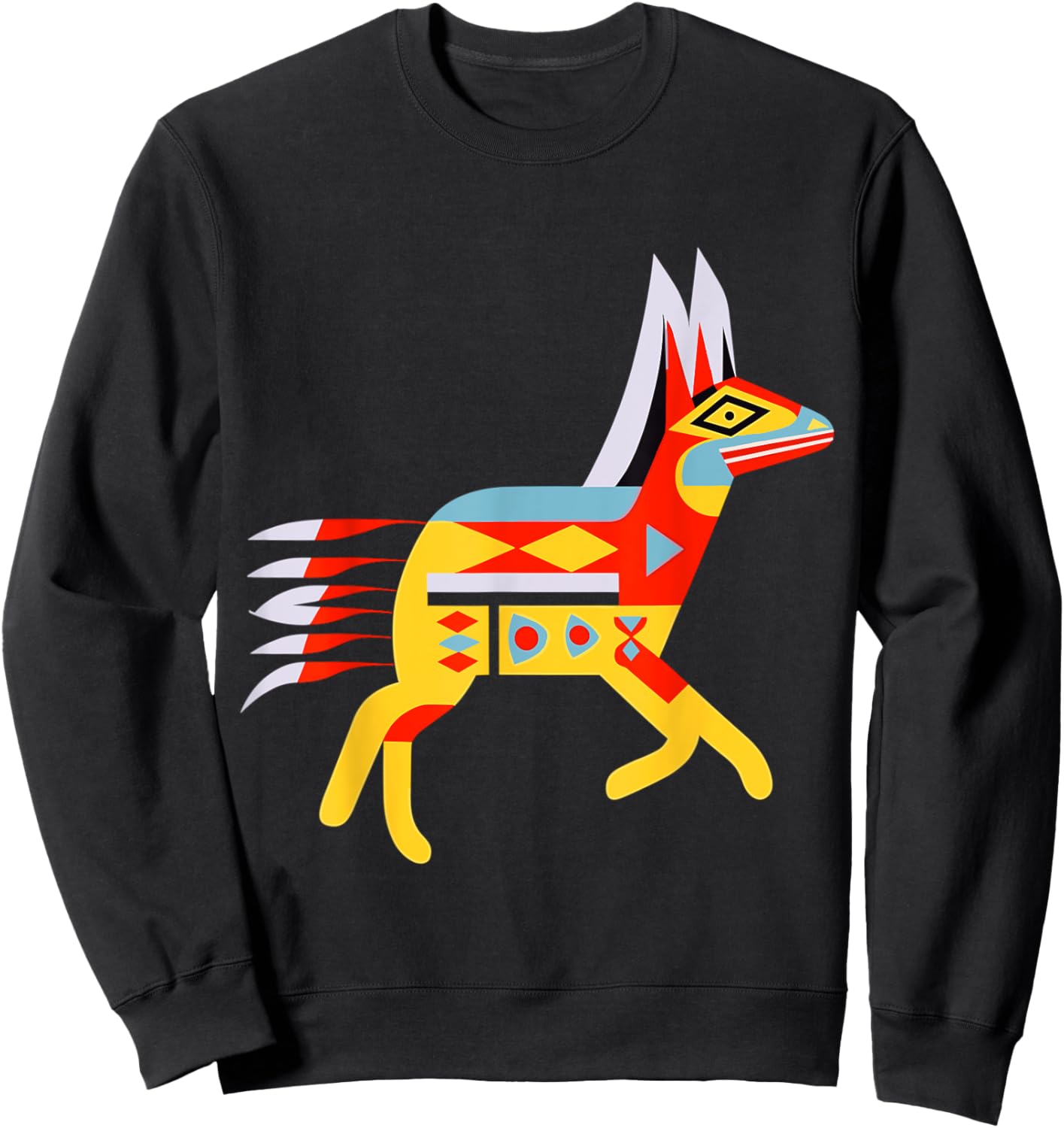 Pacific Northwest Coastal Art Native American Running Wolf Sweatshirt - Sweatshirt | Black