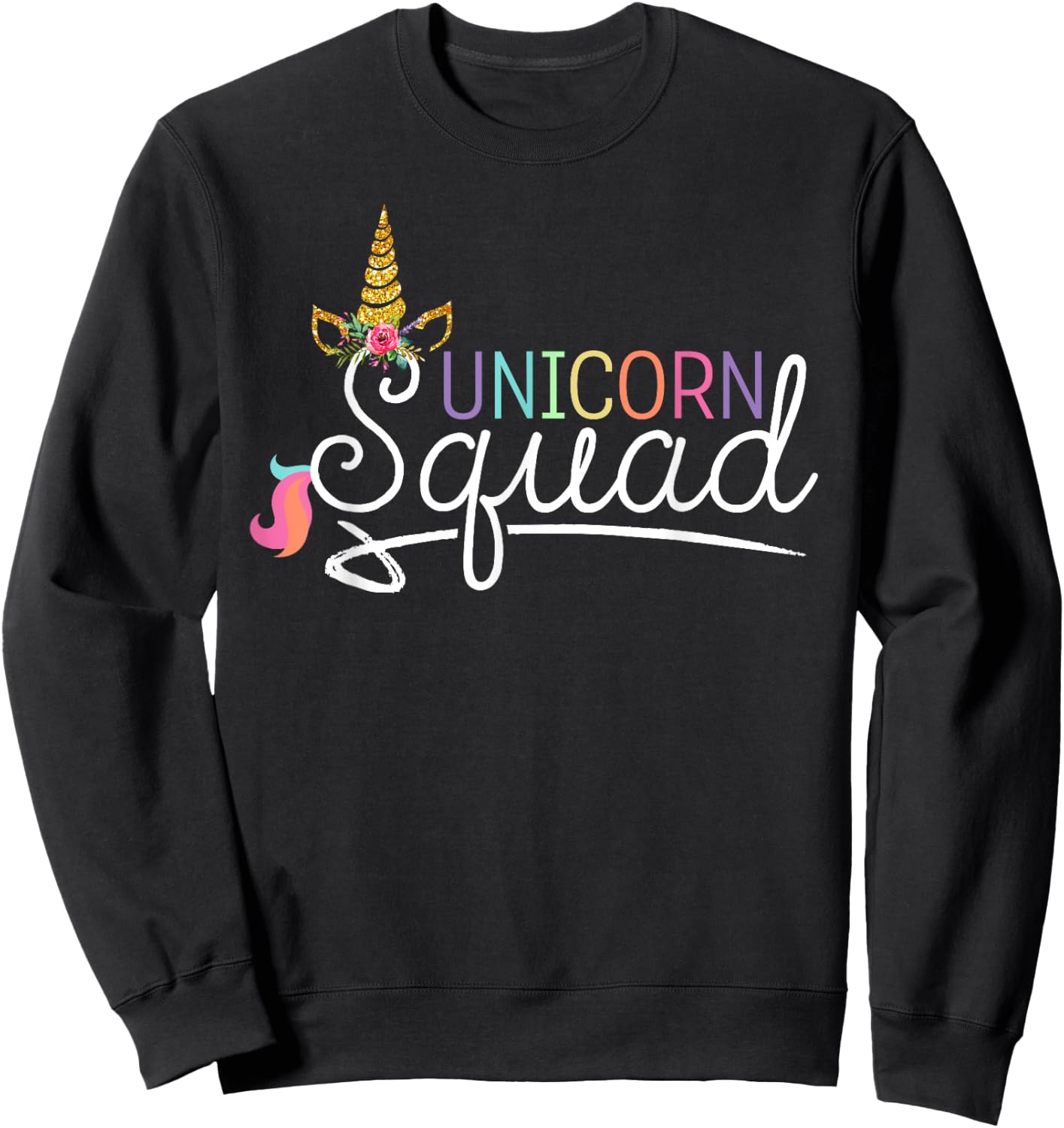 Unicorn Squad with horn Sweatshirt - Sweatshirt | Black