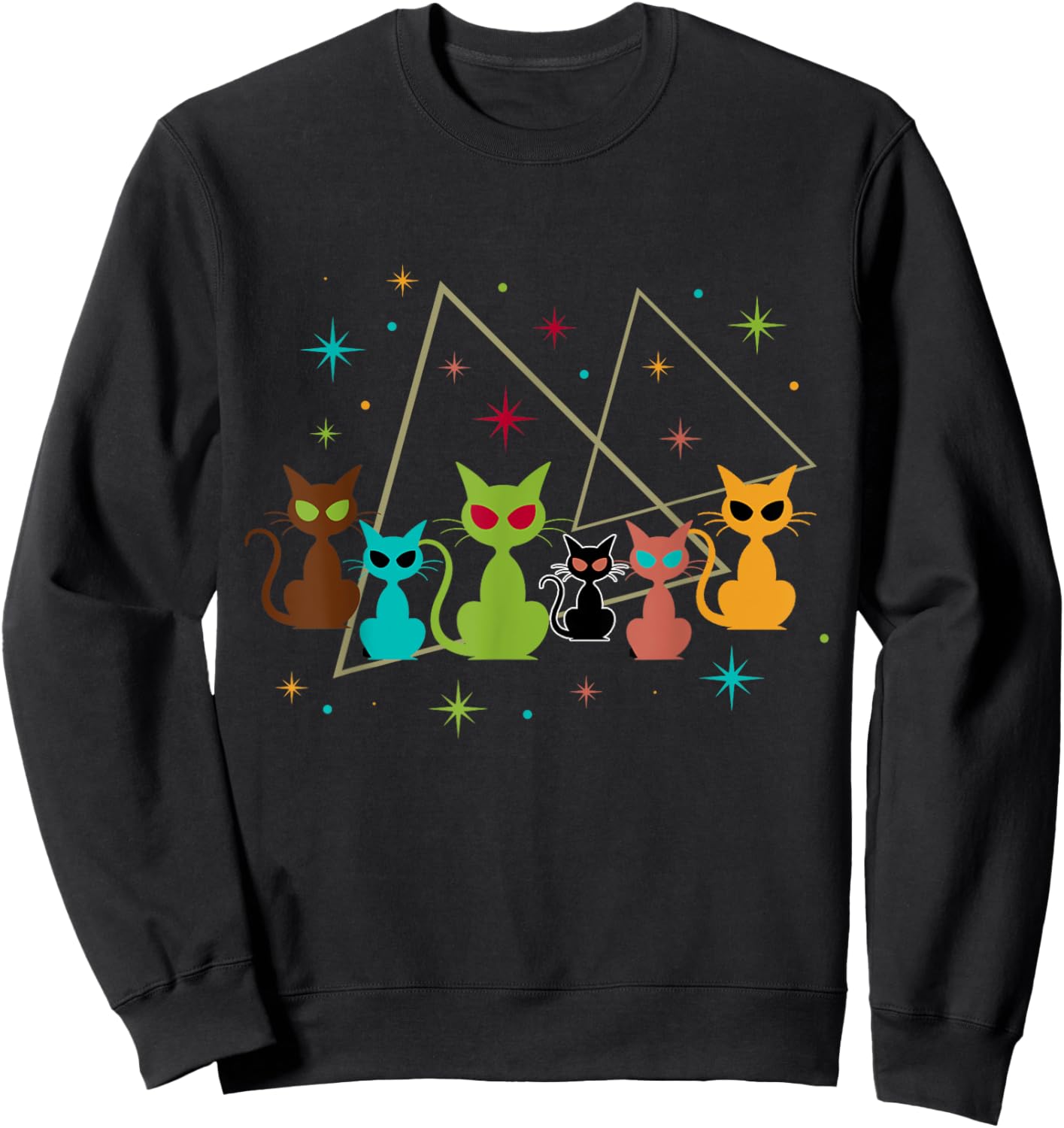Triangle Classic Art Kitten Lover Vintage Artwork Cute Cat Men Women Kids Sweatshirt - Sweatshirt | Black