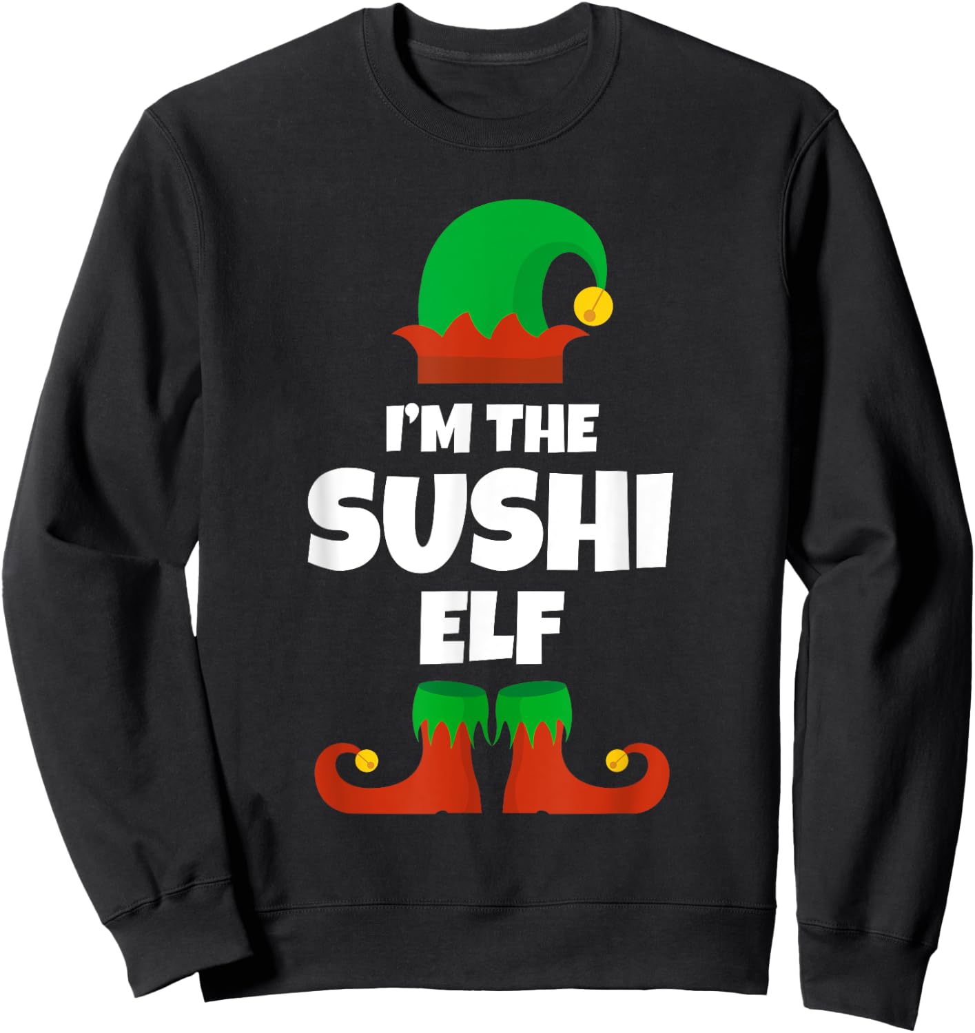 I'm The Sushi Elf Family Pajama Christmas Funny Japanese Sweatshirt - Sweatshirt | Black