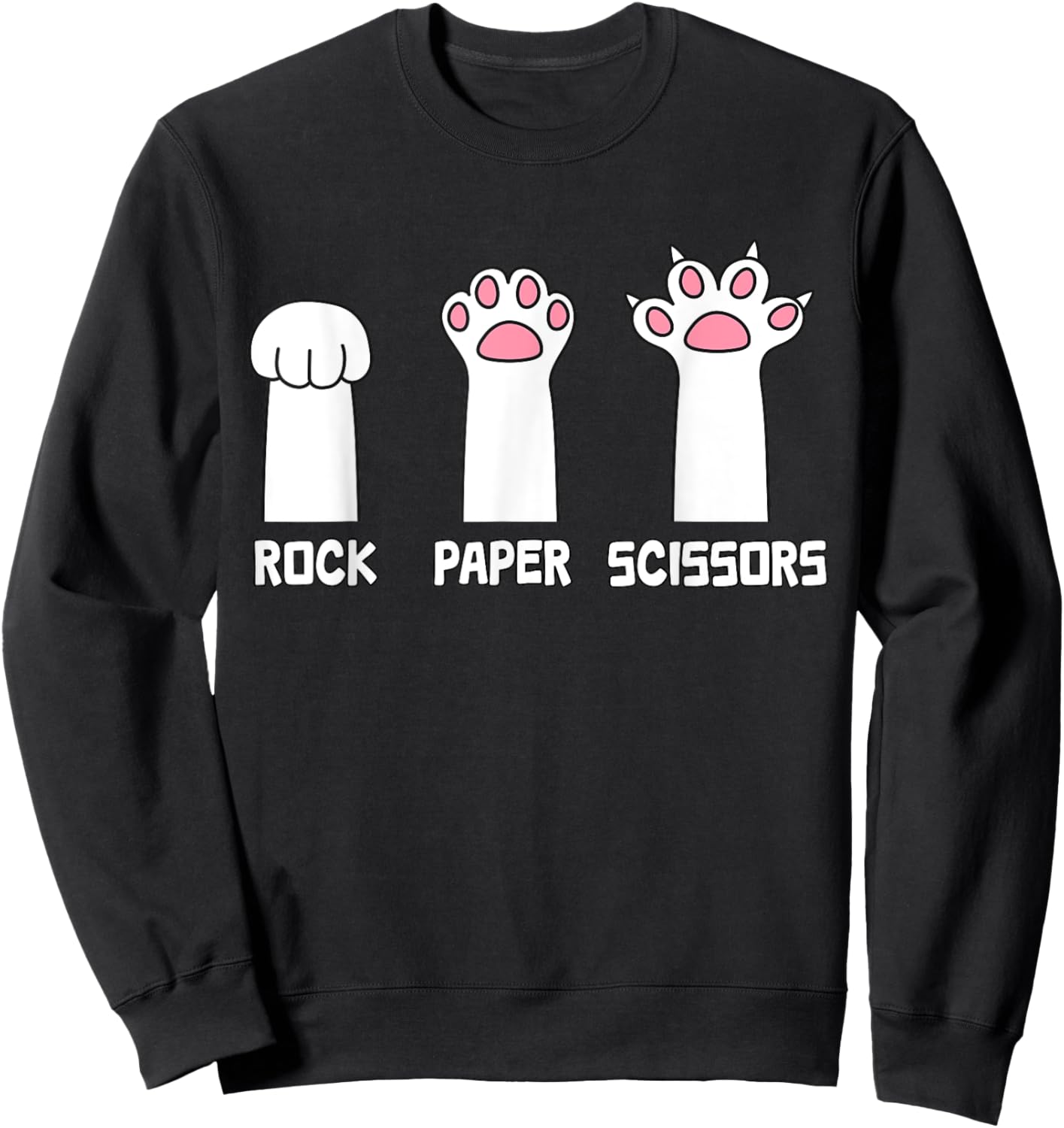 Rock Paper Scissors Cat - Paws Game Cute Paw Funny Cat Sweatshirt - Sweatshirt | Black