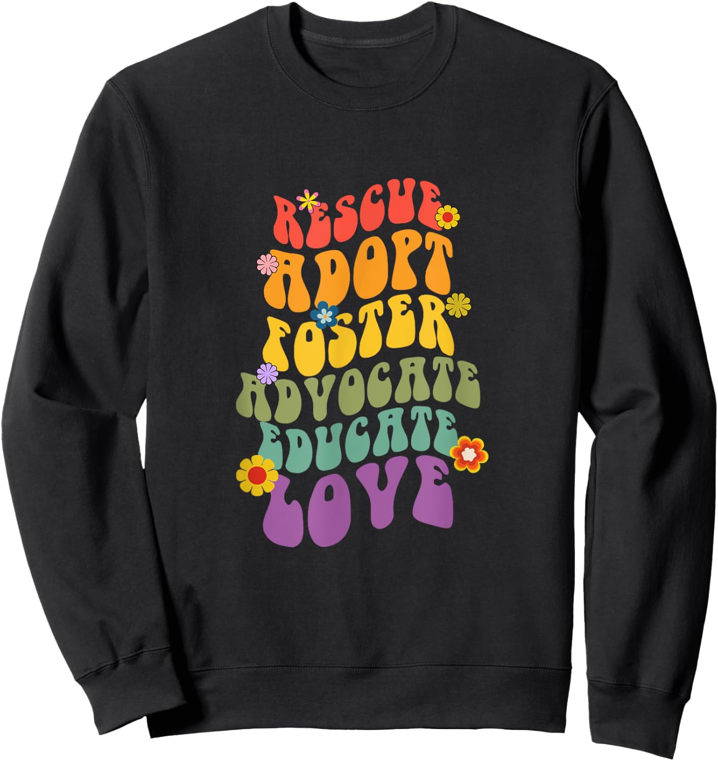 Rescue Adopt Foster Advocate Groovy Dog Mom Rescue Adoption Women Sweatshirt - Sweatshirt | Black