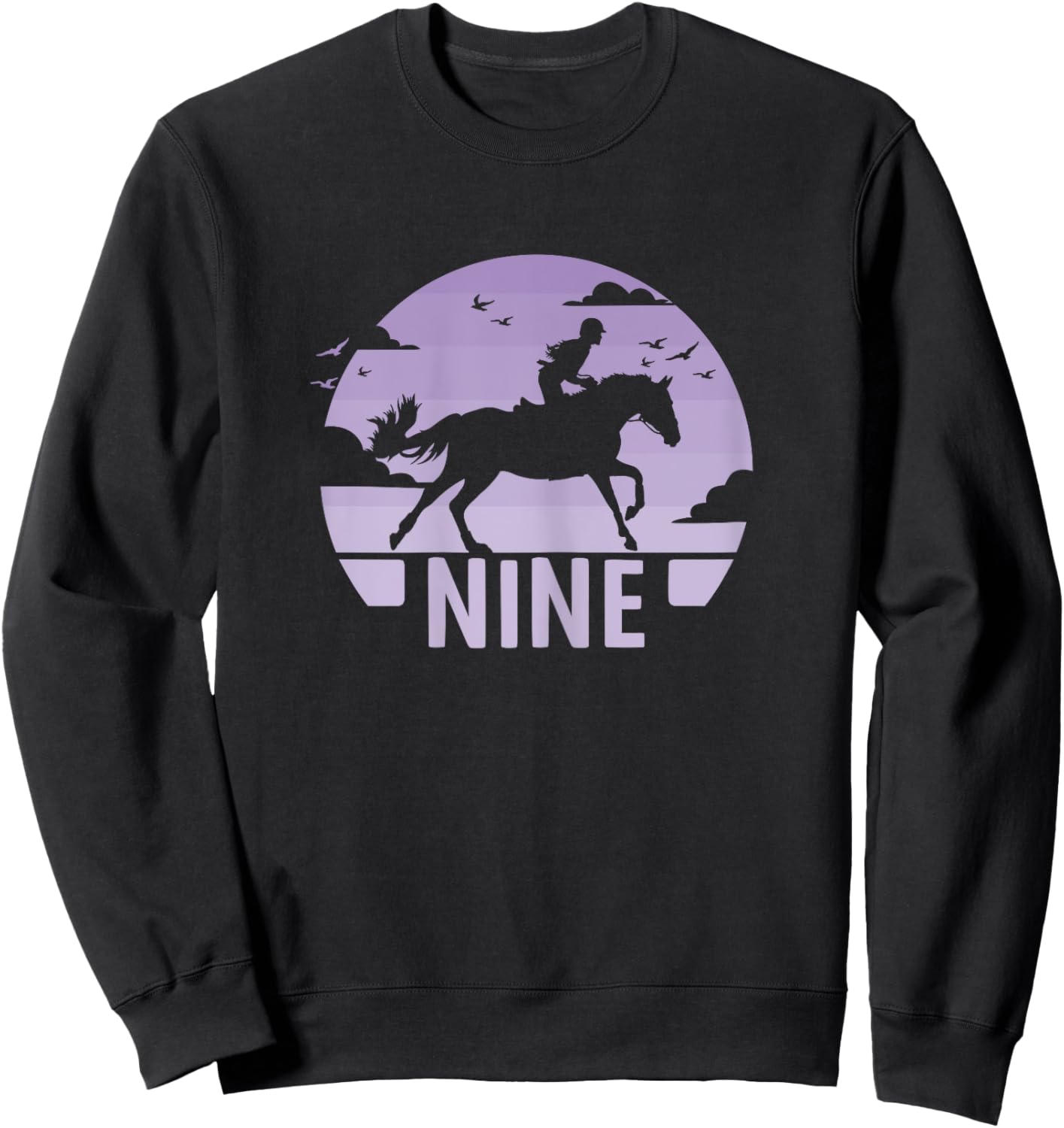 9th Birthday Horse Riding Girl 9 Years Girl Horse Birthday Sweatshirt - Sweatshirt | Black