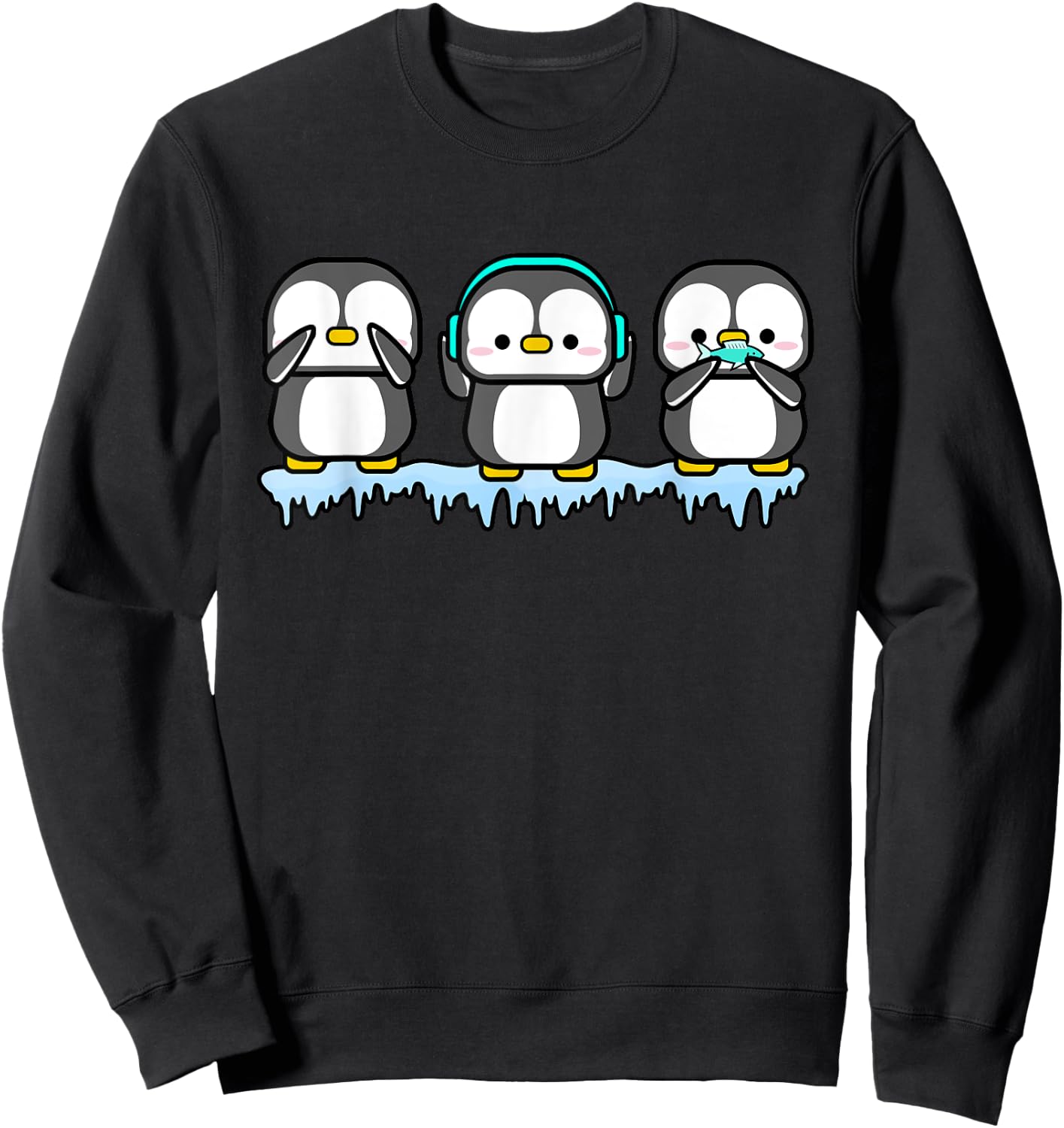 Funny Penguins See Hear Speak No Evil Bird Nerds Penguin Sweatshirt - Sweatshirt | Black