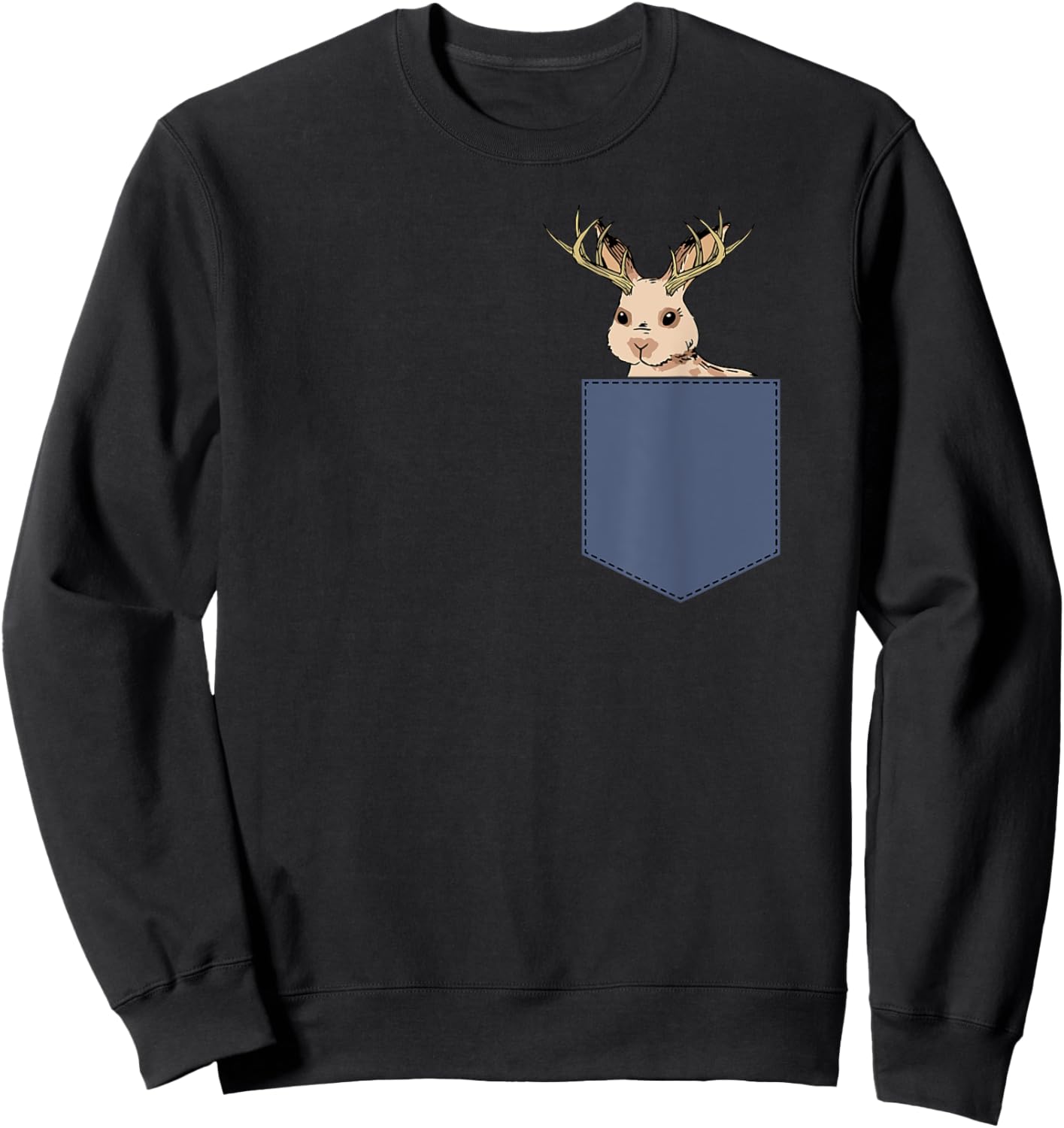 Jackrabbit Pocket Rabbit Cryptid Mythical Animal Jackalope Sweatshirt - Sweatshirt | Black