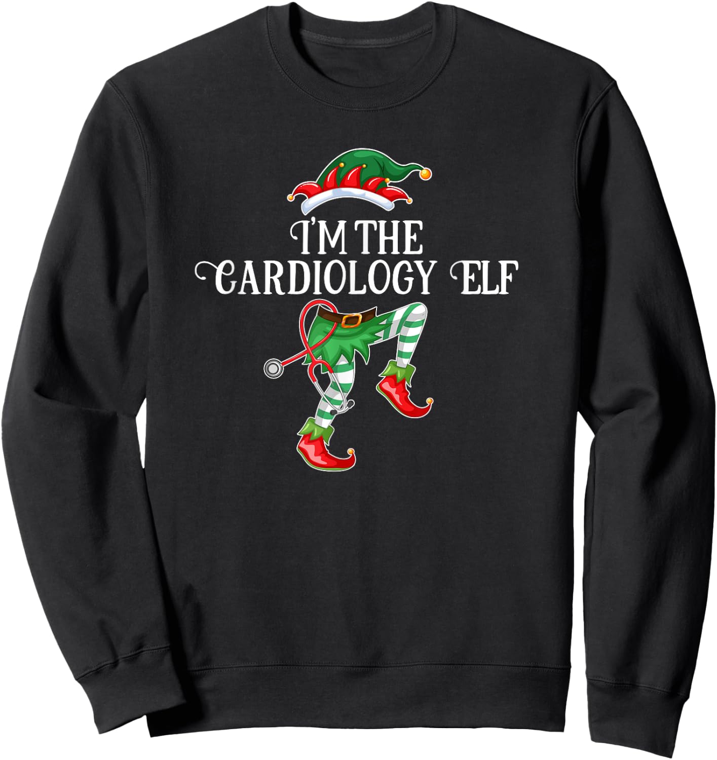 Im the Cardiology Elf Christmas Matching Medical Staff Gift Sweatshirt - Sweatshirt | Black