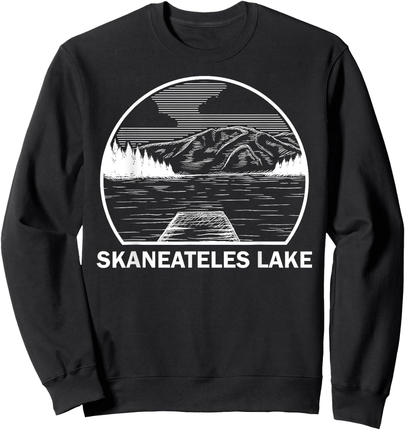 SKANEATELES LAKE NEW YORK Funny Fishing Camping Summer Gift Sweatshirt - Sweatshirt | Black