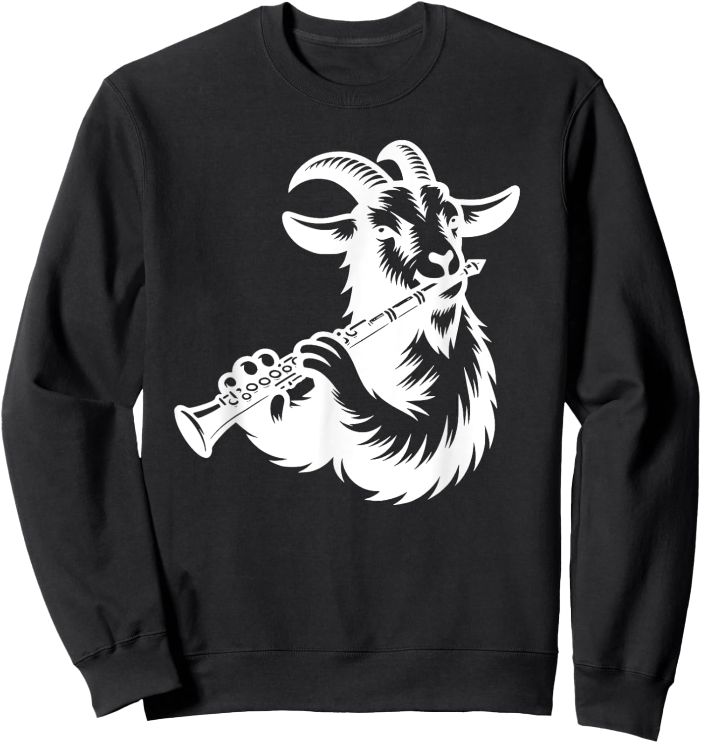 Goat Clarinet Silhouette Farm Musician Design Sweatshirt - Sweatshirt | Black