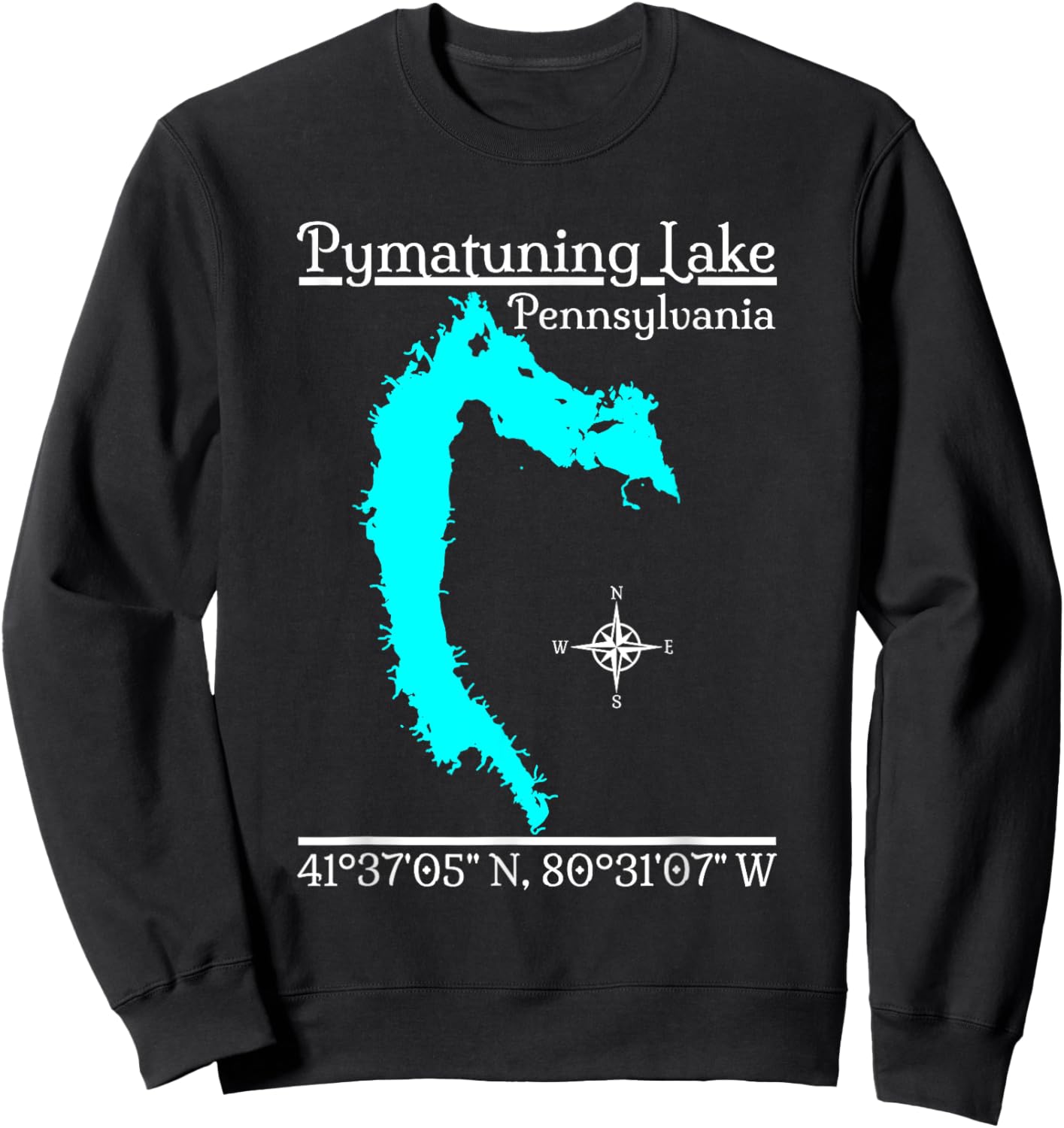 GeoGearCo Pymatuning Lake - Pennsylvania Kids' Black Cotton Sweatshirt - Sweatshirt | Black