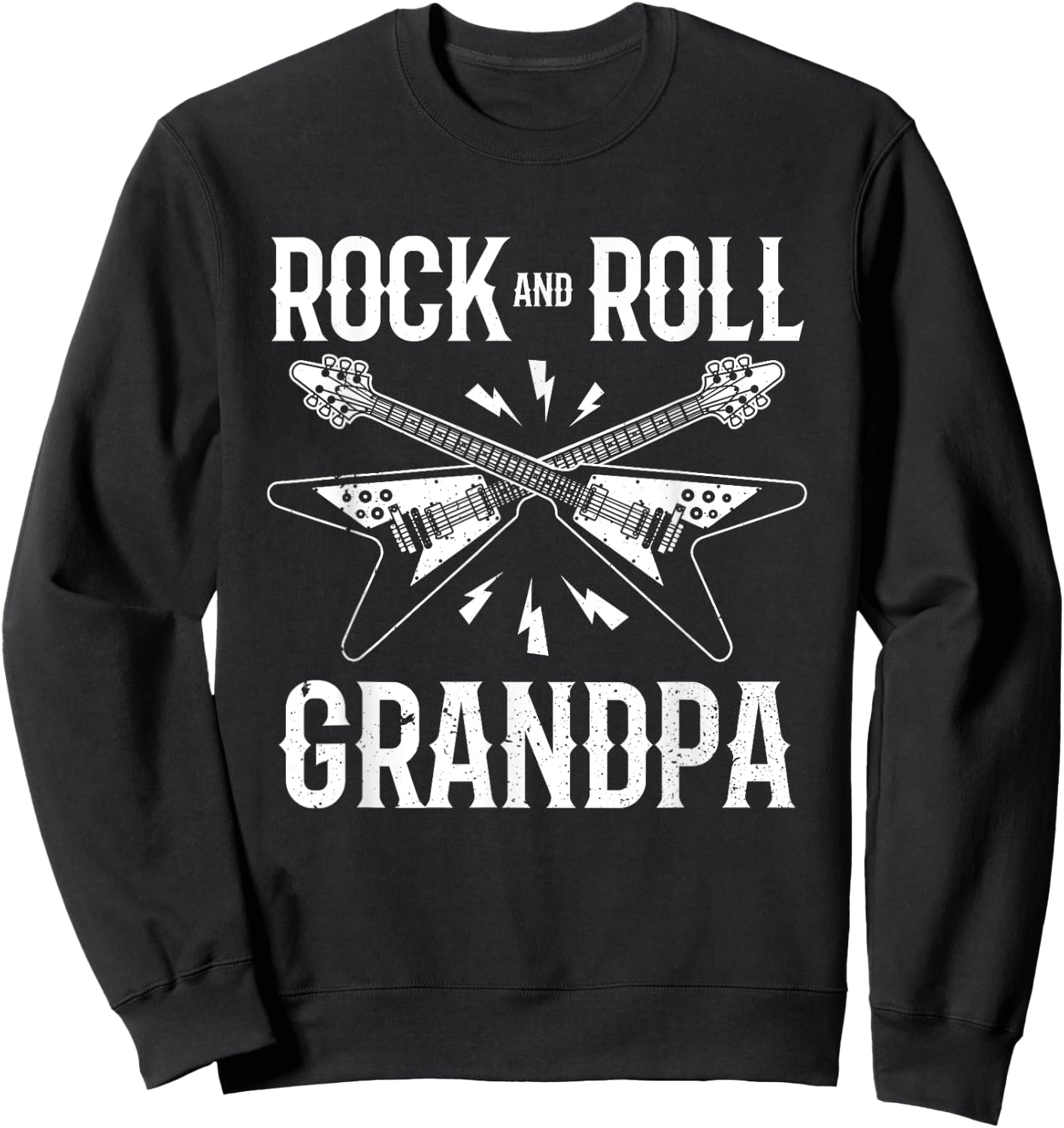 Rock And Roll Grandpa Vintage Band Punk Rock Design Rockstar Sweatshirt - Sweatshirt | Black
