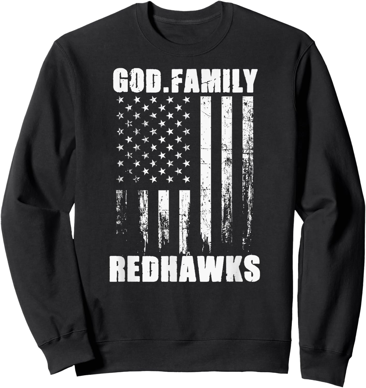 Central Square Redhawks God. Family. Vintage USA Flag Sweatshirt - Sweatshirt | Black