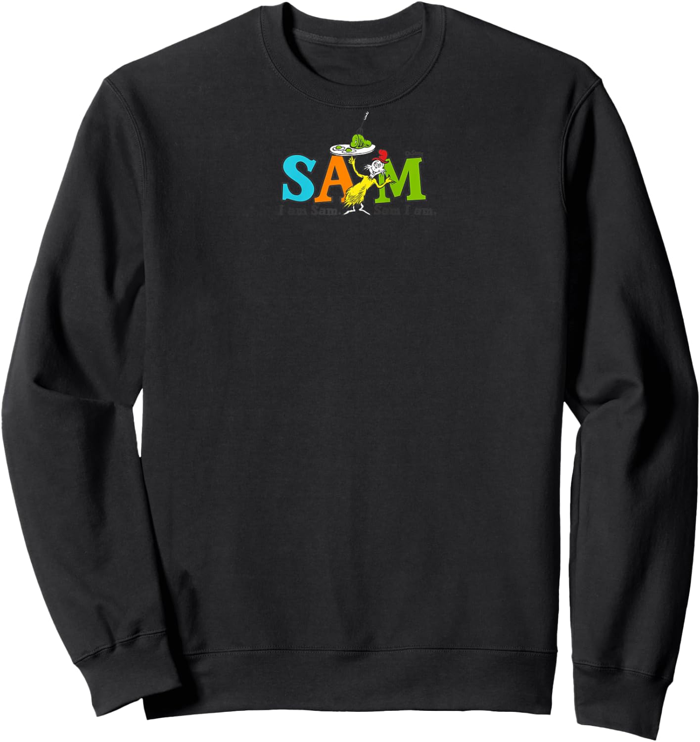 Dr. Seuss Green Eggs and Ham SAM Raglan Baseball Sweatshirt - Sweatshirt | Black
