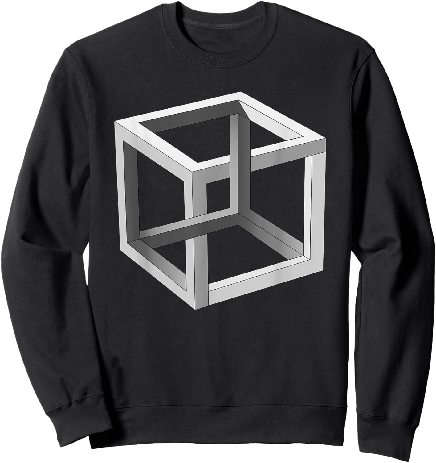 Cube Optical Illusion Necker Cube Architect Optical Illusion Sweatshirt - Sweatshirt | Black
