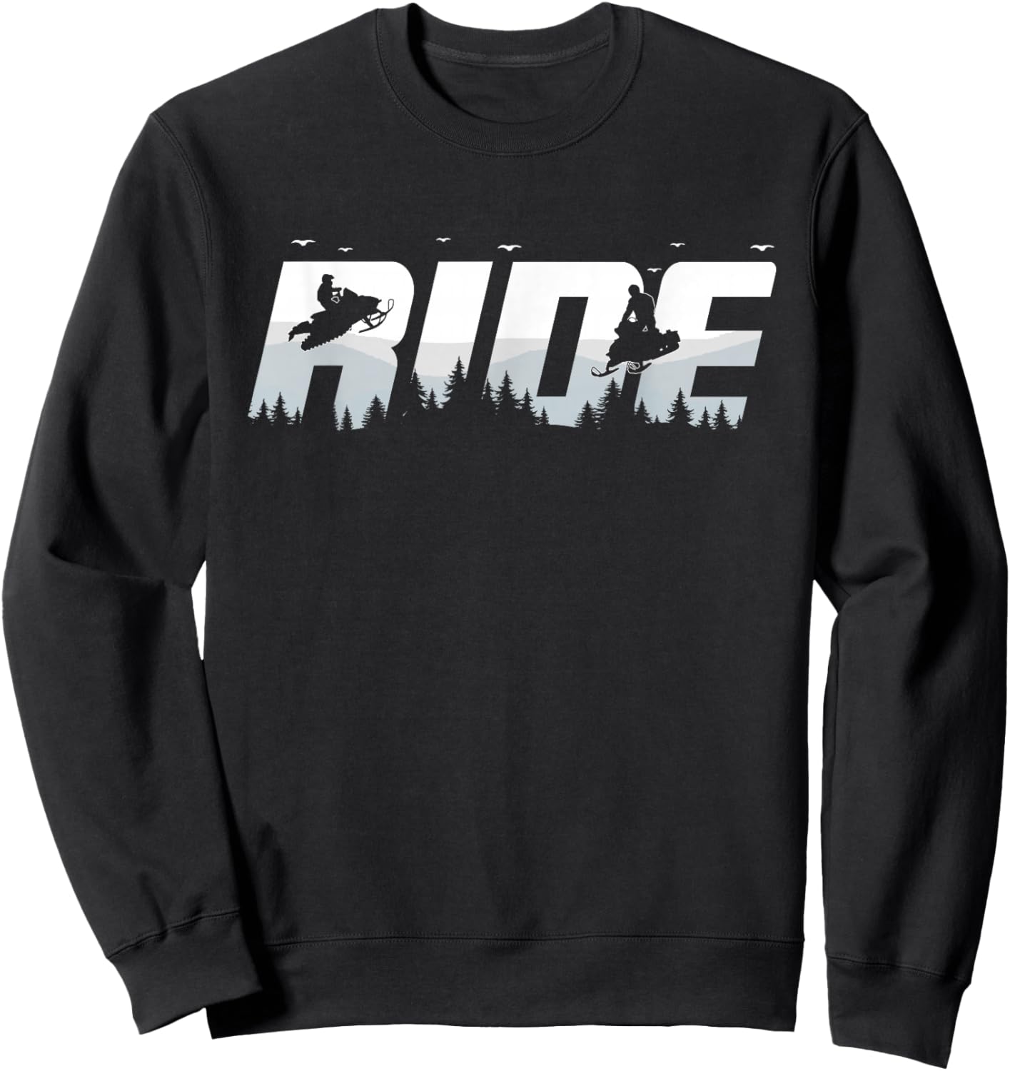 Snowmobile Ride Motor Sled Racing Winter Mountain Sports Fan Sweatshirt - Sweatshirt | Black