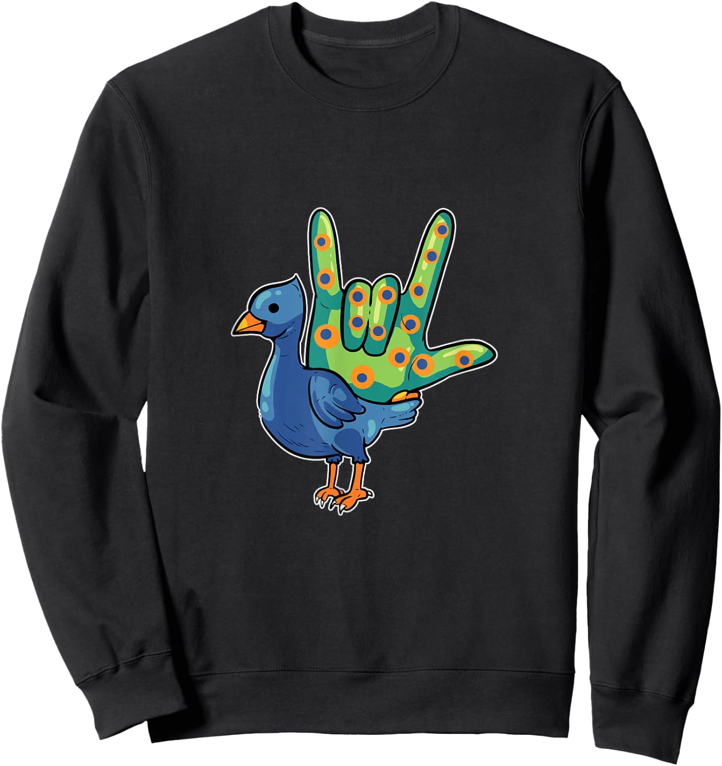 Asl Ily Shirt American Sign Language bird I love You Gift Sweatshirt - Sweatshirt | Black