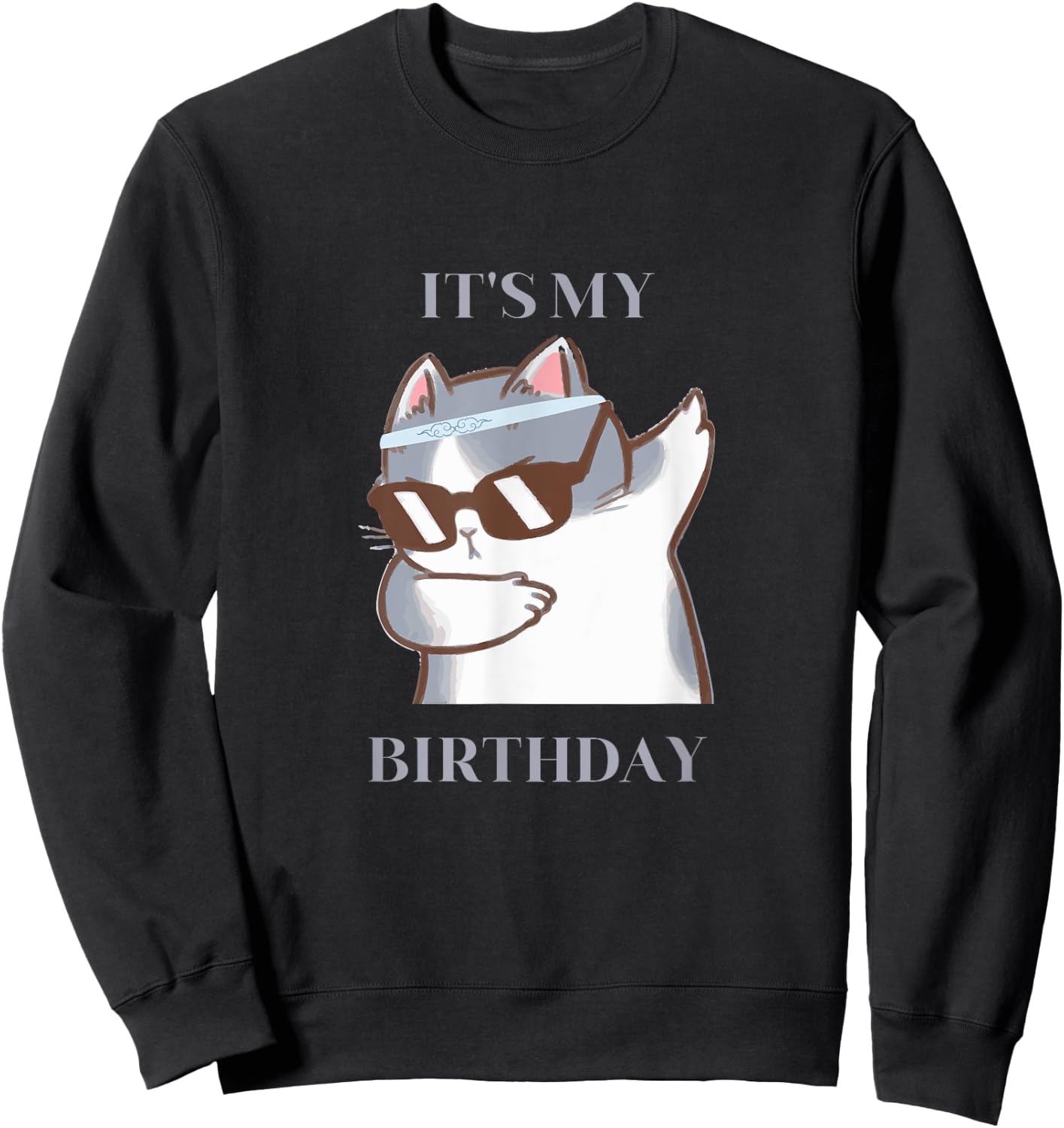 It's My Birthday Dabbing Cat Dab Dance Women Girls Kids Sweatshirt - Sweatshirt | Black
